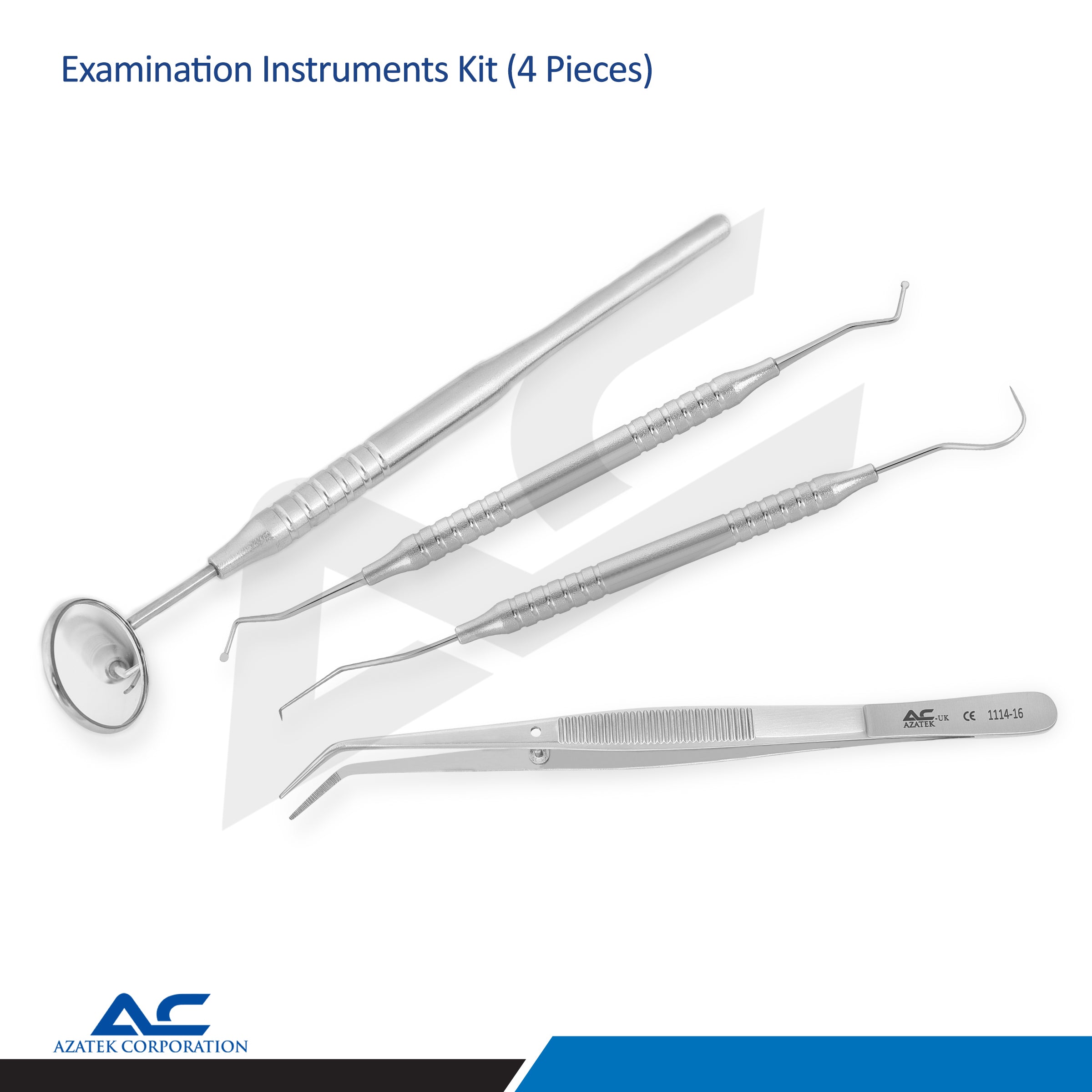 Dental Examination Instruments Kit (4 Pieces) | Stainless Steel Diagnostic Set - Azatek Instruments