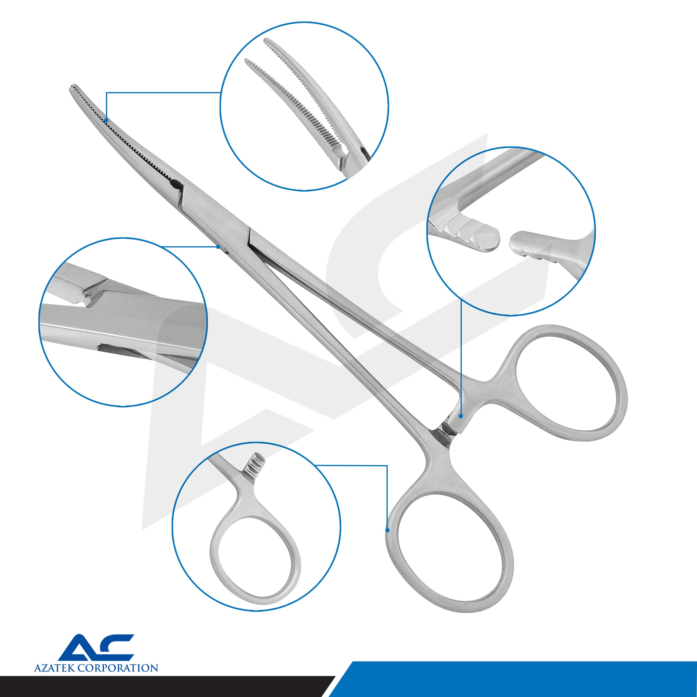 Rochester Pean Haemostatic Forceps Curved 14cm – Surgical Artery Forceps - Azatek Instruments