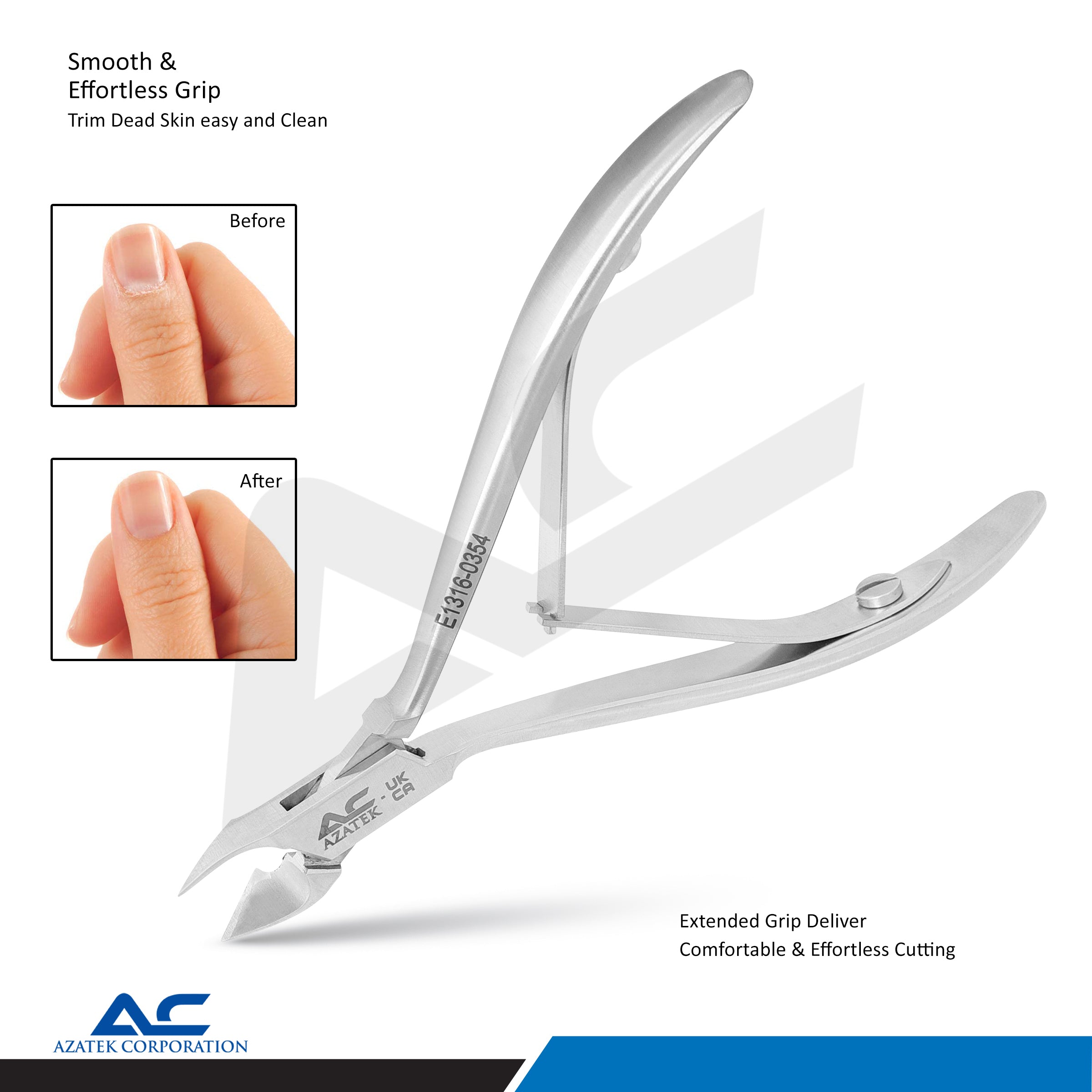Nail Corner Pliers 10cm Stainless Steel Long Beveled 9mm Blade - Azatek Instruments