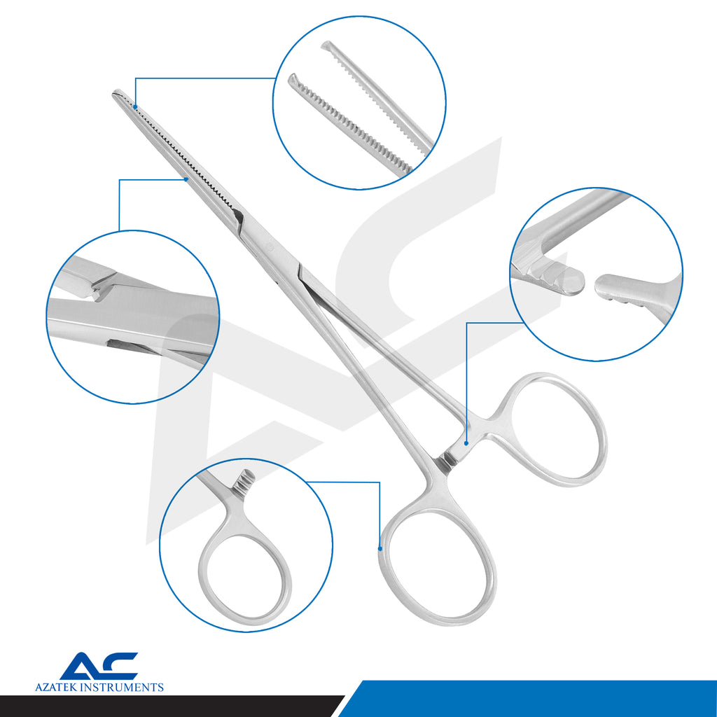 Kocher Haemostats Straight Forceps – Rochester Kocher Straight Dressing Clamp - Azatek Instruments