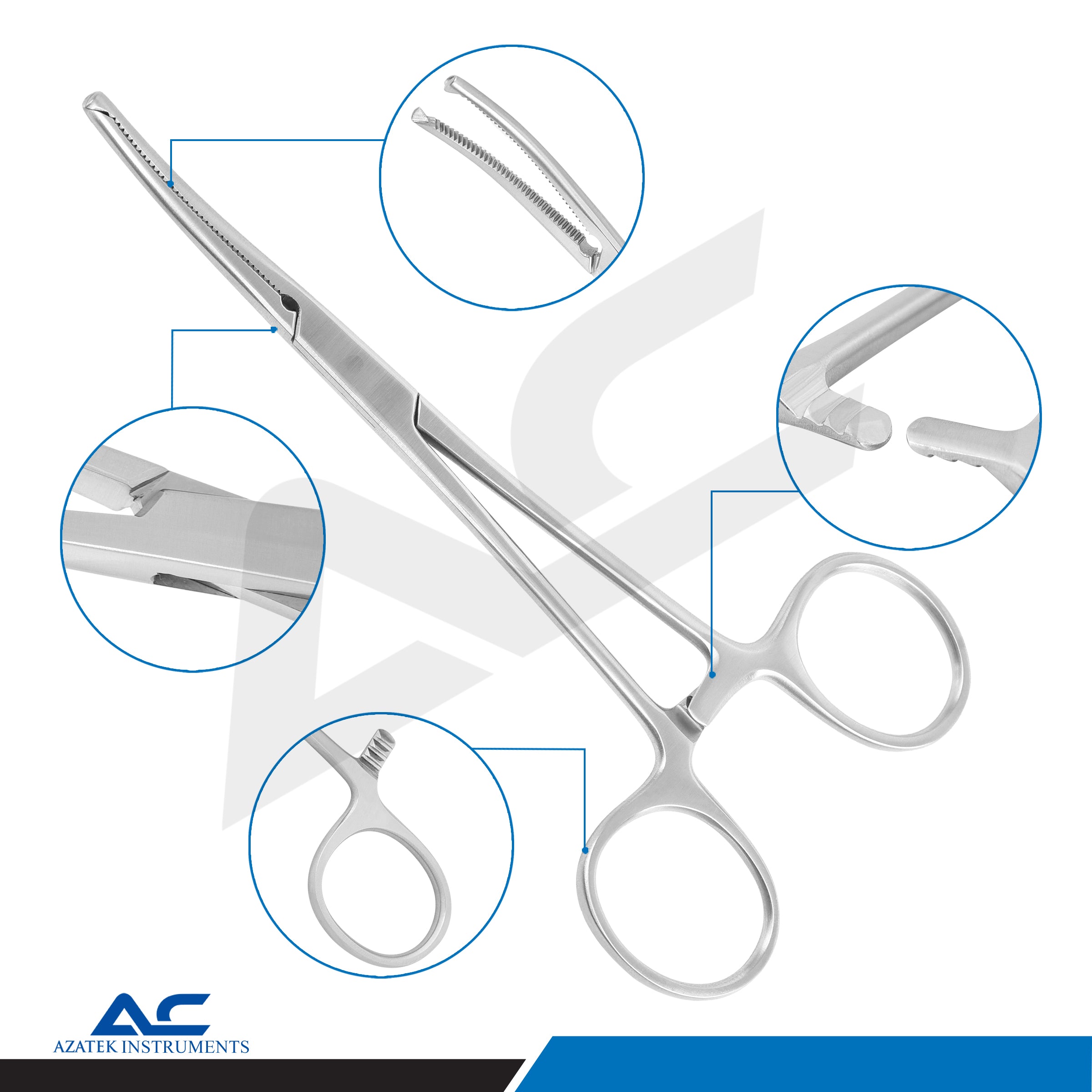 Rochester Kocher Curved Haemostatic Forceps – Surgical & Dental Dressing Clamp - Azatek Instruments