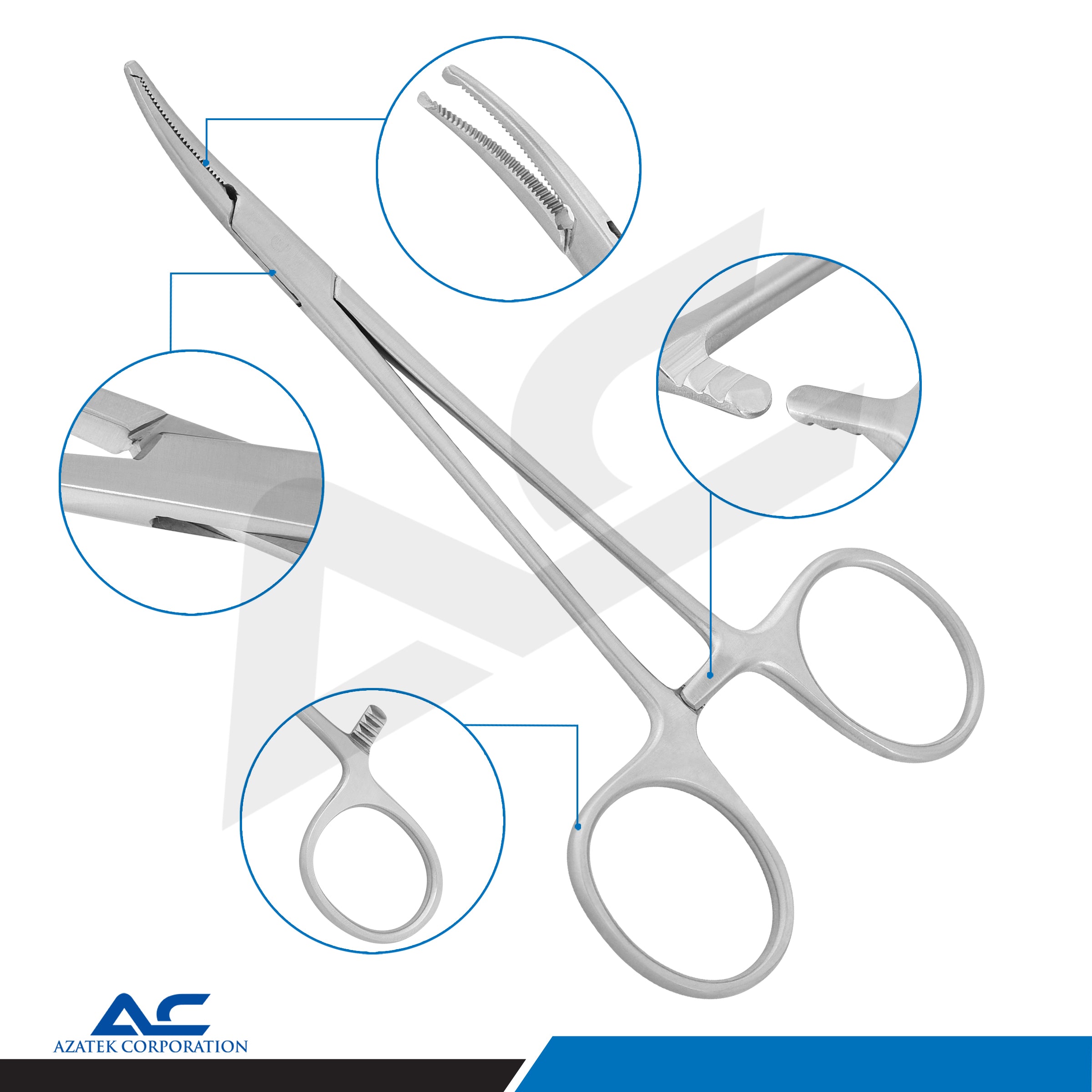 Mosquito Haemostatic Forceps Curved 12.5cm – Mosquito Kocher Surgical Forceps - Azatek Instruments