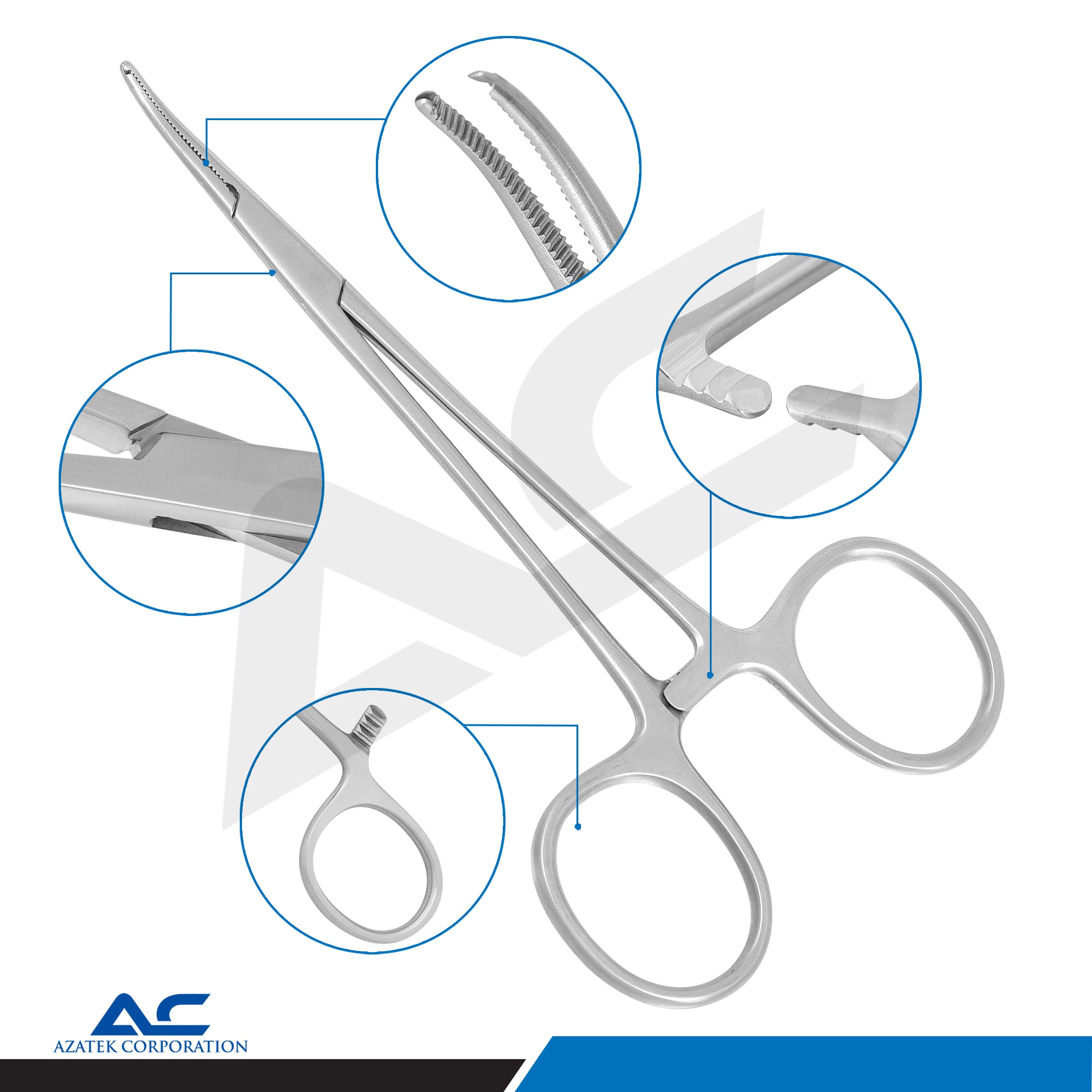 Micro Halsted Mosquito Clamp Curved 1x2 Teeth 12.5cm – Haemostatic Forceps - Azatek Instruments