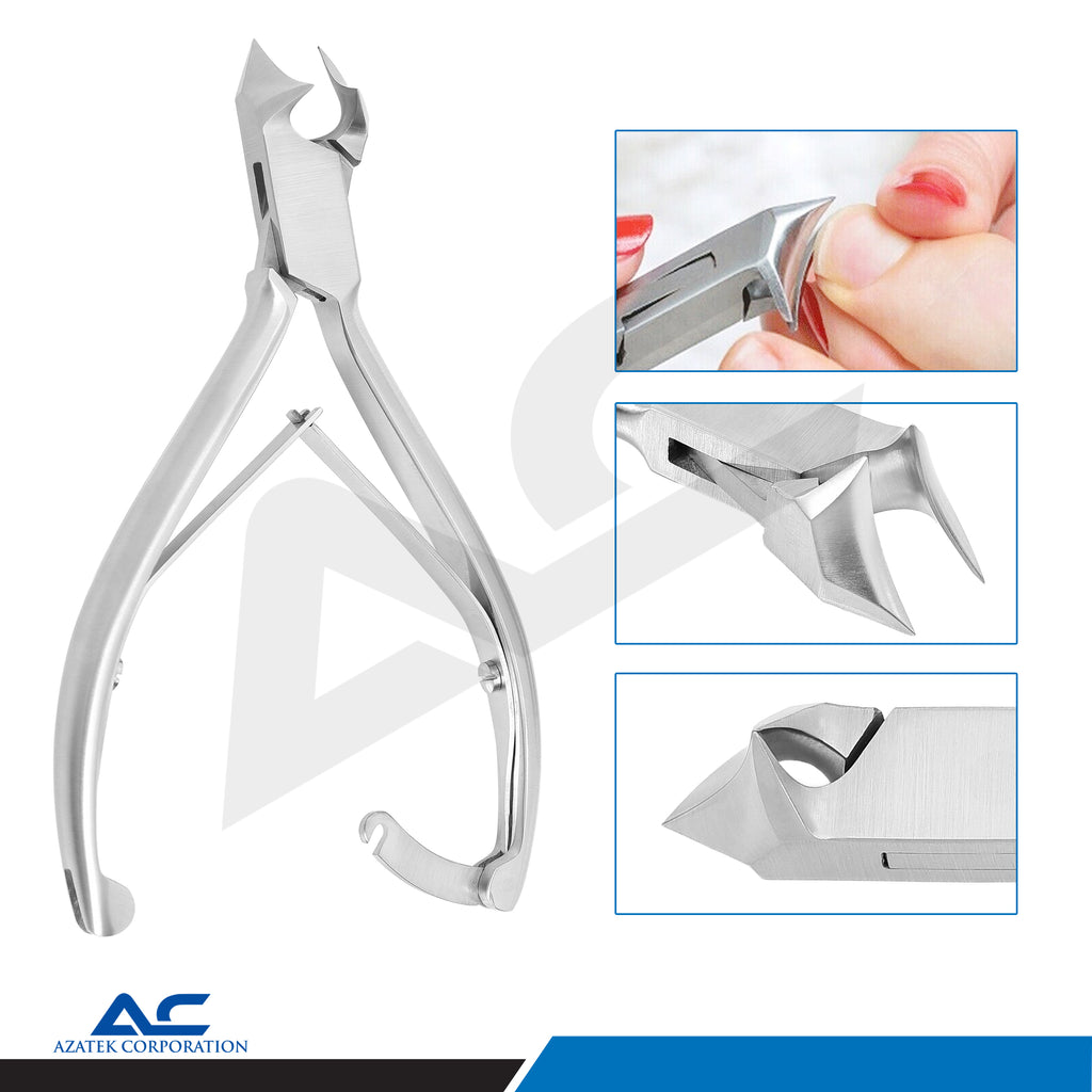Professional Toe Nail Head Cutter Moon Shape 14cm Double Spring with Back Lock - Azatek Instruments