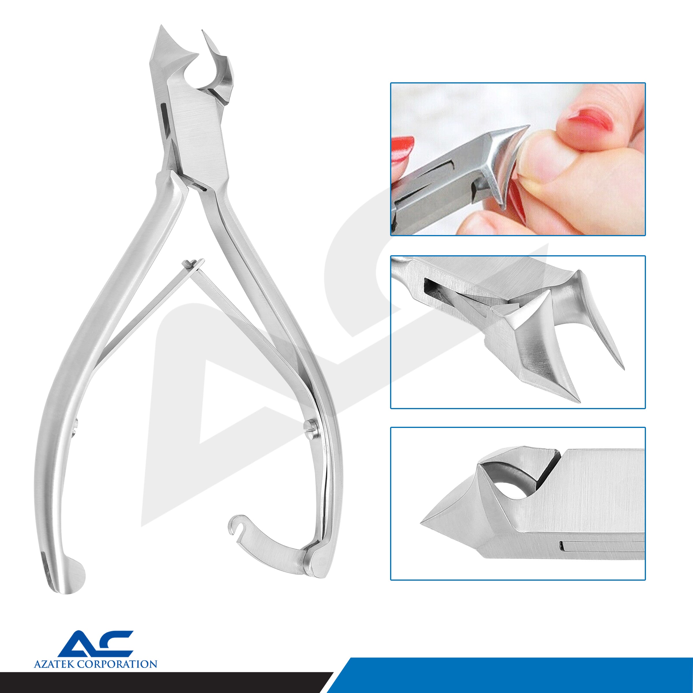 Professional Toe Nail Head Cutter Moon Shape 14cm Double Spring with Back Lock - Azatek Instruments