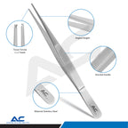 Tissue Forceps 1x2 Teeth 145mm – Delicate Surgical Tissue Forceps 1.25mm Tip - Azatek Instruments