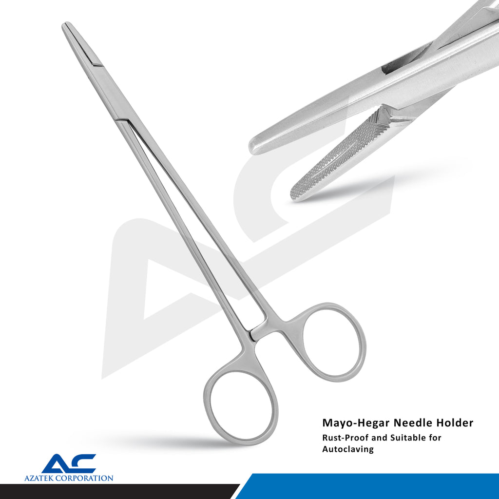 Mayo Hegar Needle Holder 18.5cm – Surgical Needle Holder Stainless Steel - Azatek Instruments