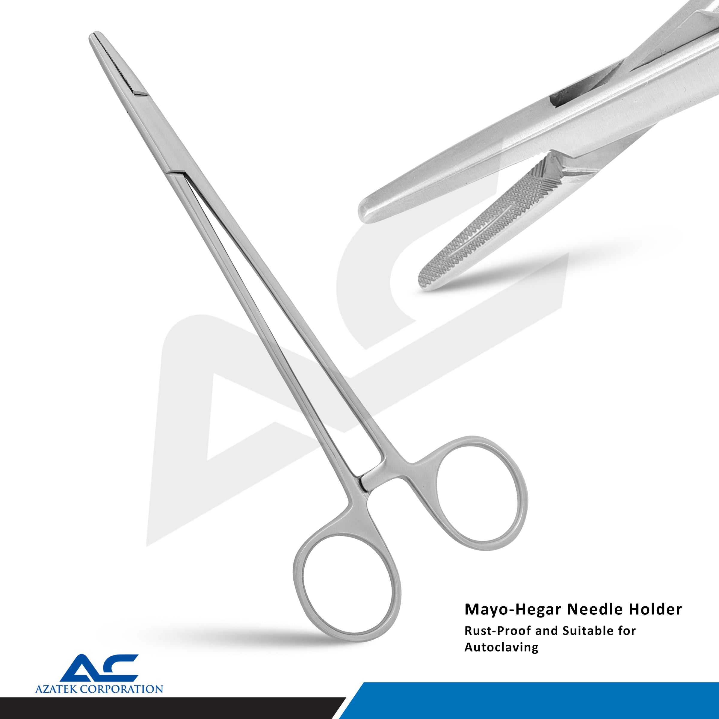 Mayo Hegar Needle Holder 18.5cm – Surgical Needle Holder Stainless Steel - Azatek Instruments