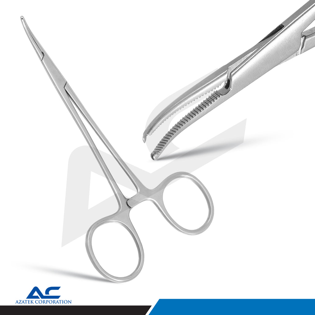 Micro Halsted Mosquito Clamp Curved 1x2 Teeth 12.5cm – Haemostatic Forceps - Azatek Instruments