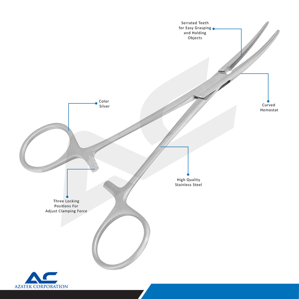 Rochester Pean Haemostatic Forceps Curved 14cm – Surgical Artery Forceps - Azatek Instruments