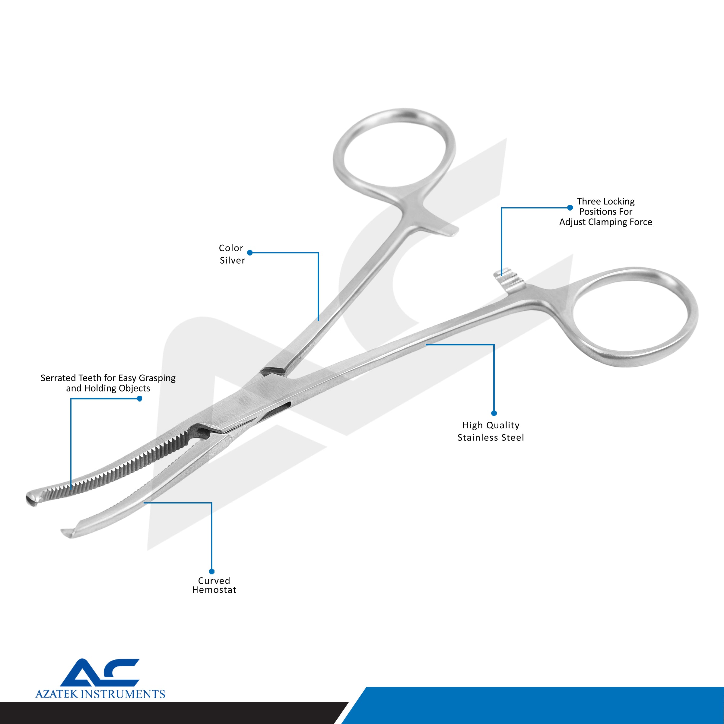 Rochester Kocher Curved Haemostatic Forceps – Surgical & Dental Dressing Clamp - Azatek Instruments