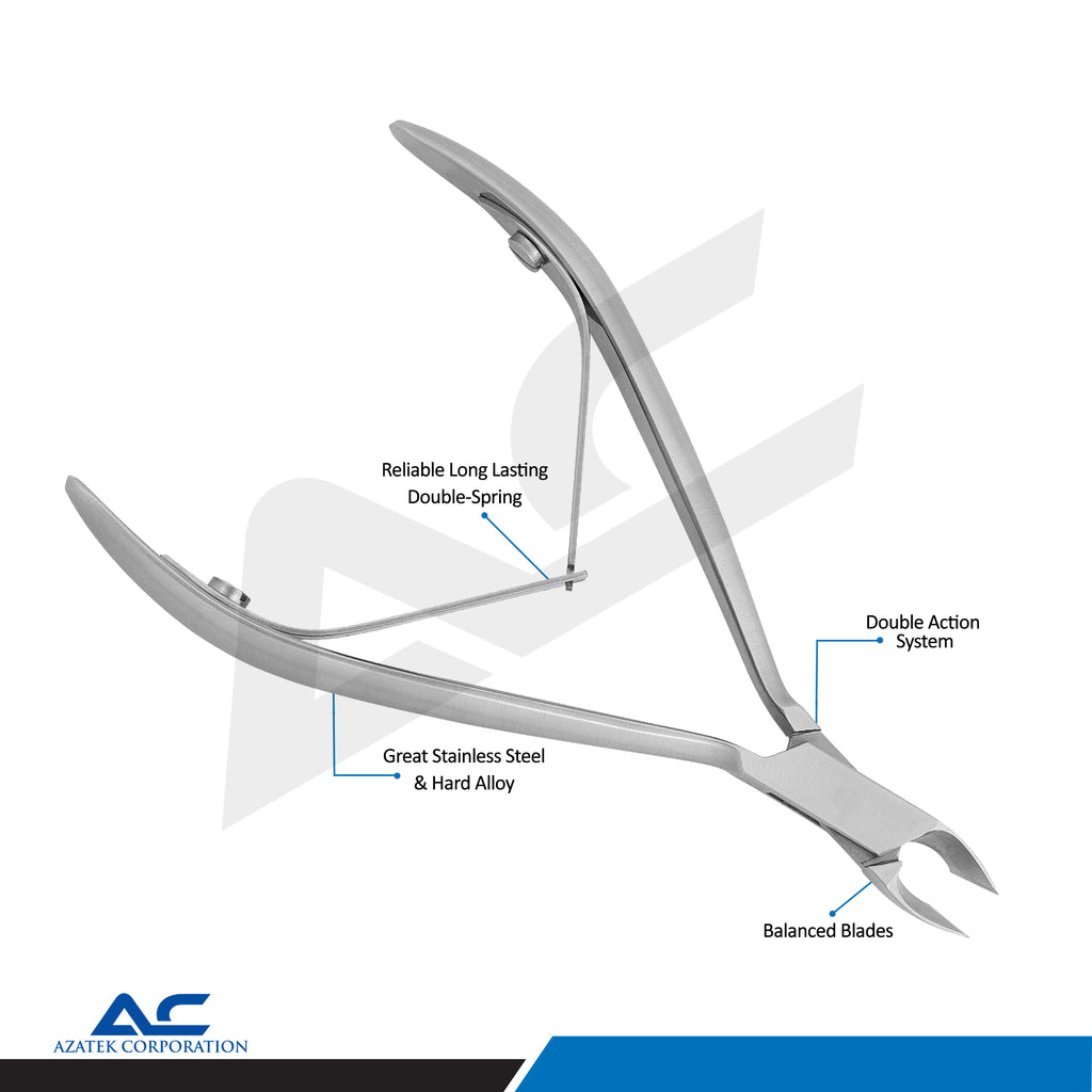 Cuticle Pliers 10.0cm Stainless Steel | Beveled 6mm Cutting Edge - Azatek Instruments