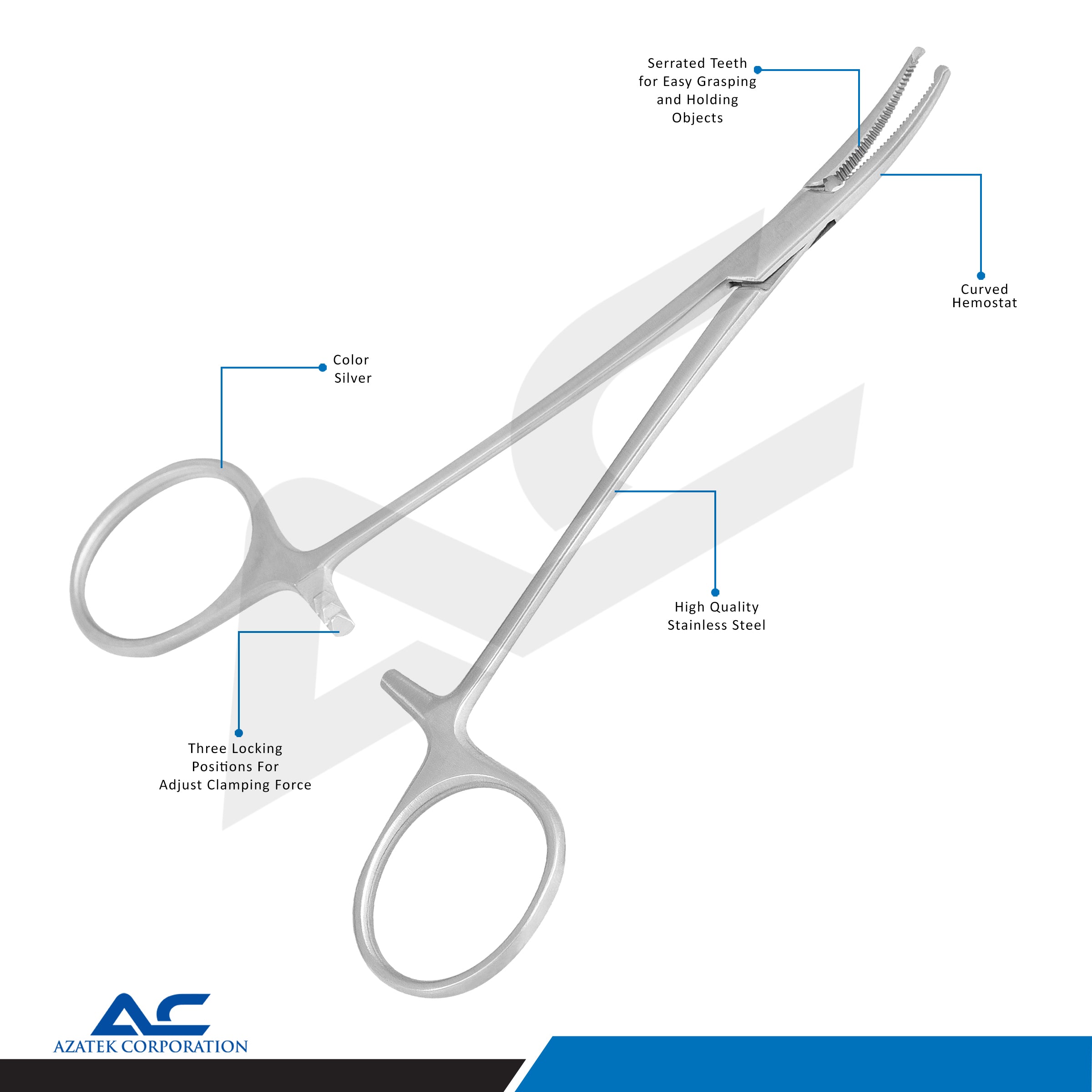Mosquito Haemostatic Forceps Curved 12.5cm – Mosquito Kocher Surgical Forceps - Azatek Instruments
