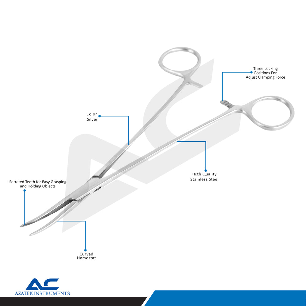Micro Halsted Mosquito Clamp Straight 1x2 Teeth 12.5cm – Haemostatic Forceps - Azatek Instruments