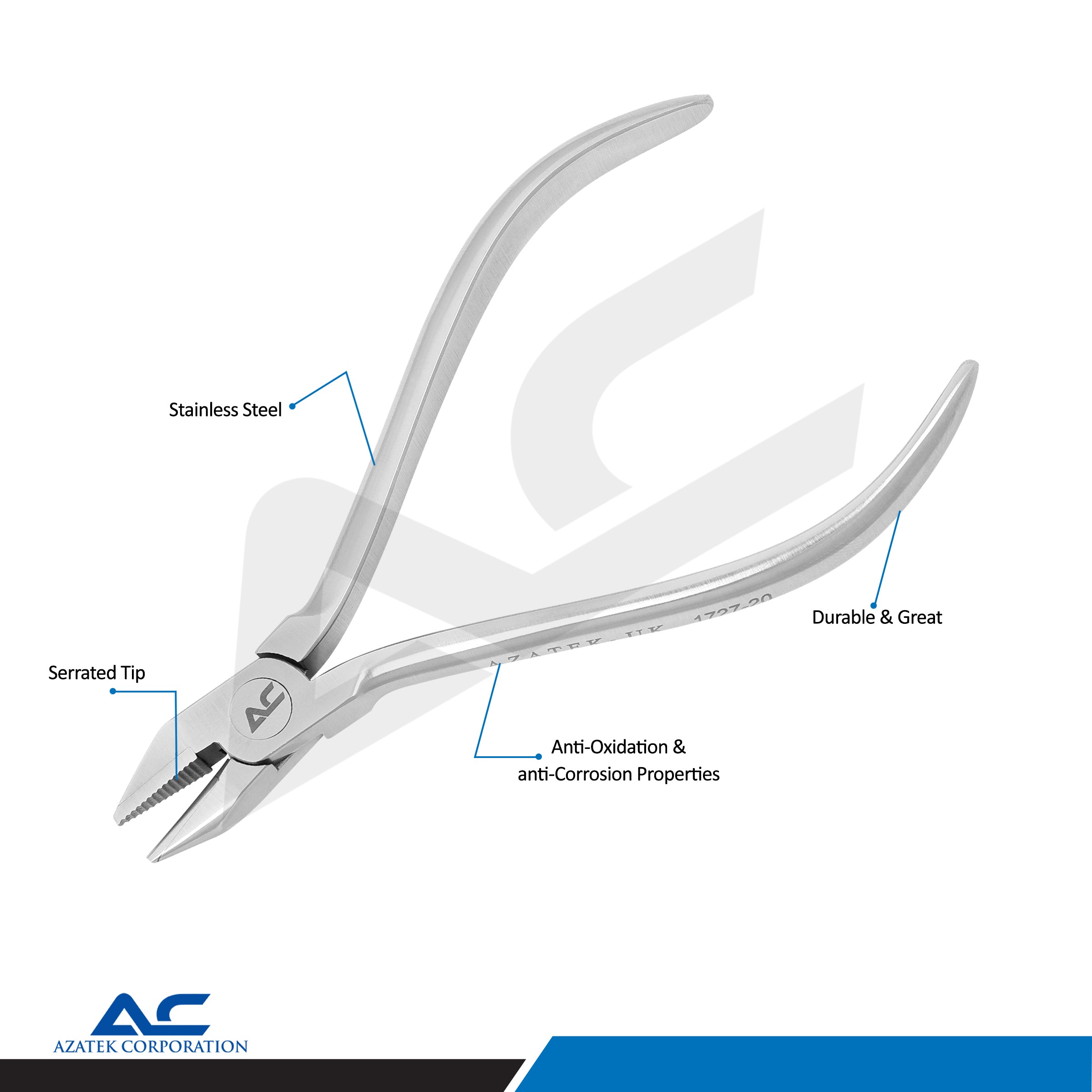 Adams Plier Heavy Duty with Serrated Tip, Adam Universal Pliers – Precision Orthodontic Tool - Azatek Instruments