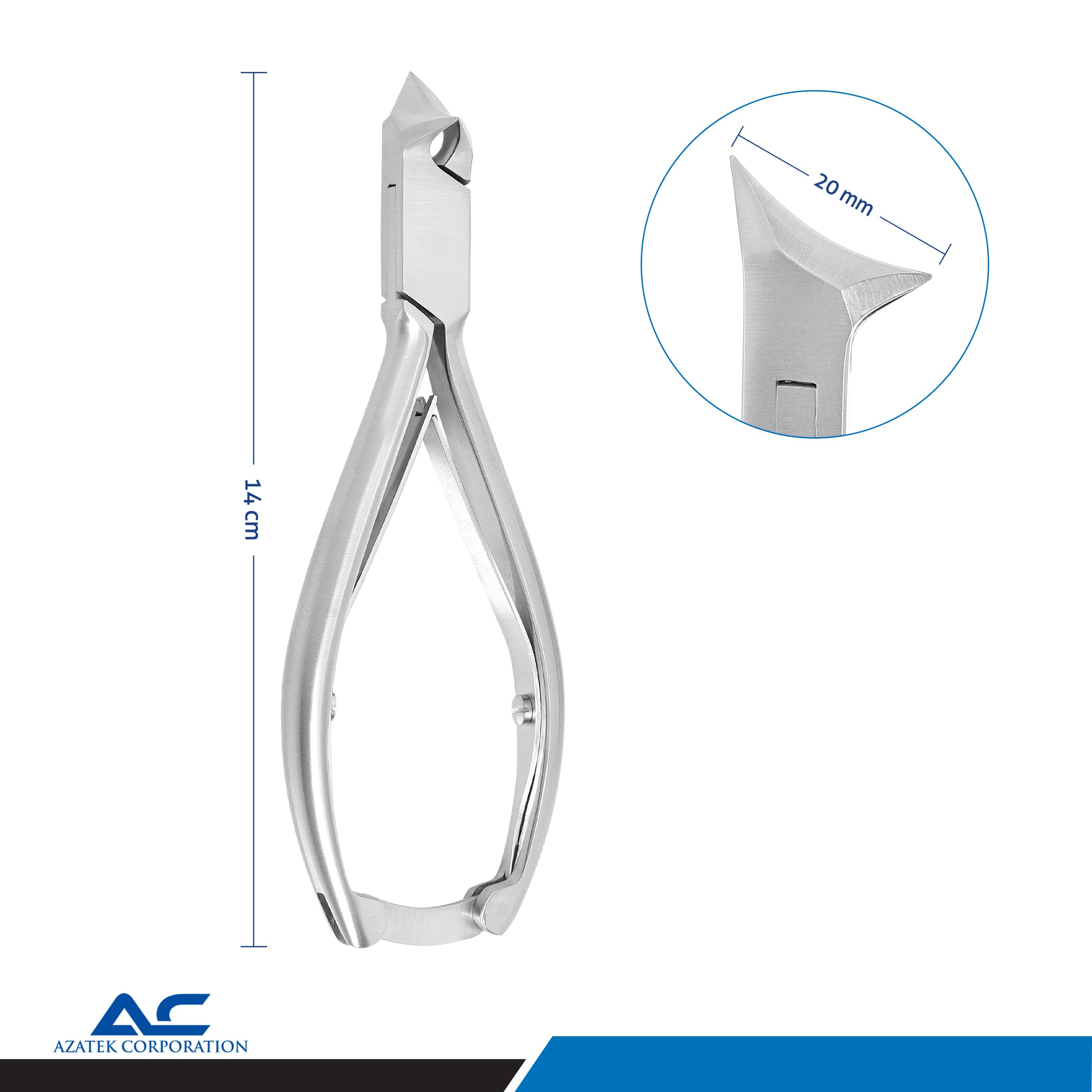 Professional Toe Nail Head Cutter Moon Shape 14cm Double Spring with Back Lock - Azatek Instruments