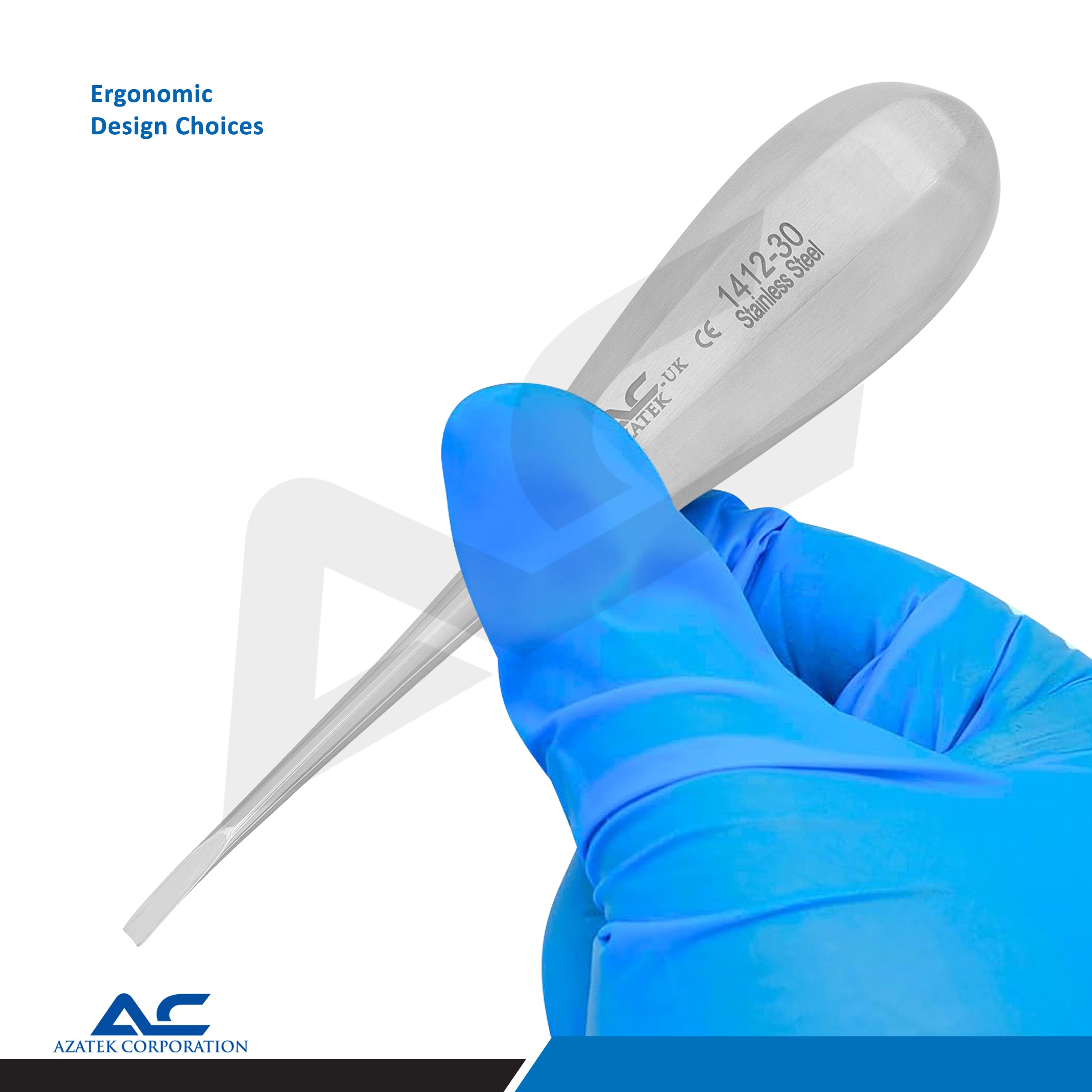 Bein Root Elevator Flat Curved 3.0mm | Stainless Steel Dental Extraction Tool - Azatek Instruments