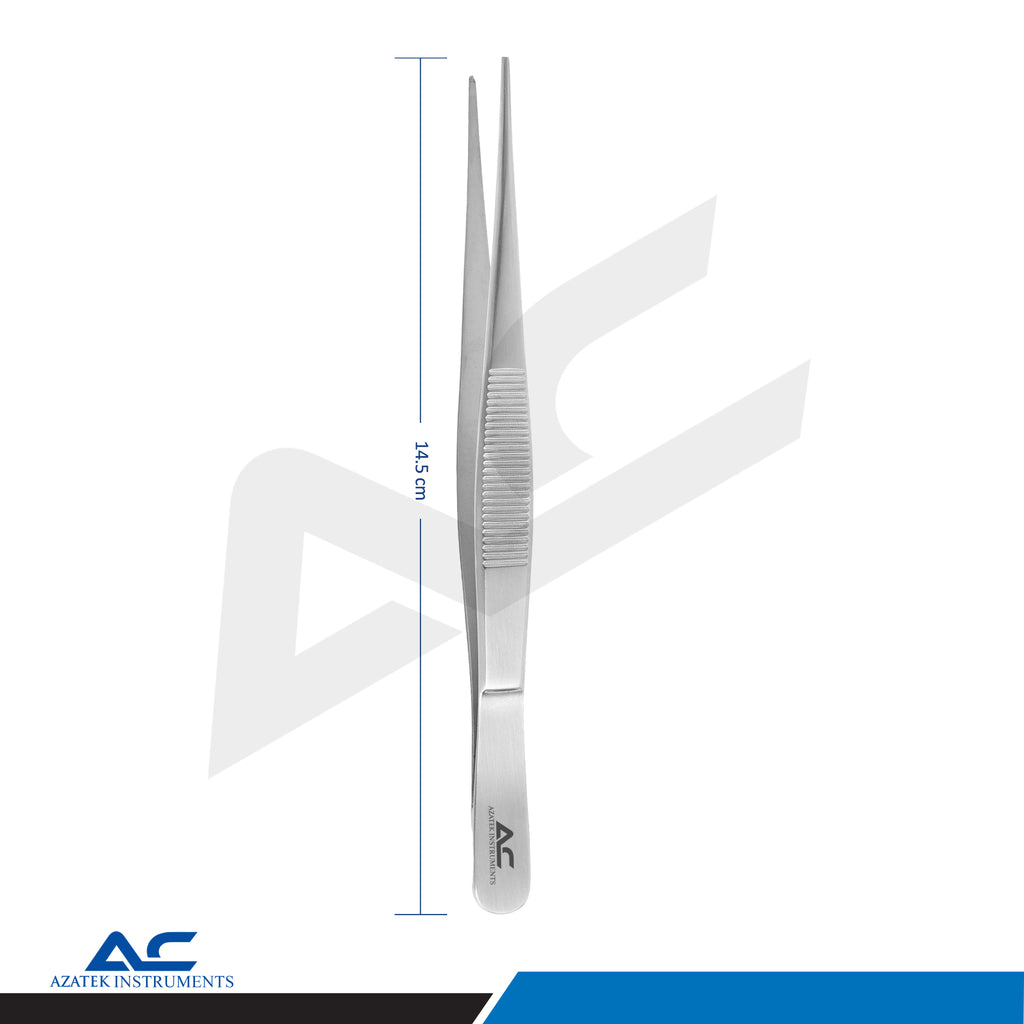 Tissue Forceps 1x2 Teeth 145mm – Delicate Surgical Tissue Forceps 1.25mm Tip - Azatek Instruments