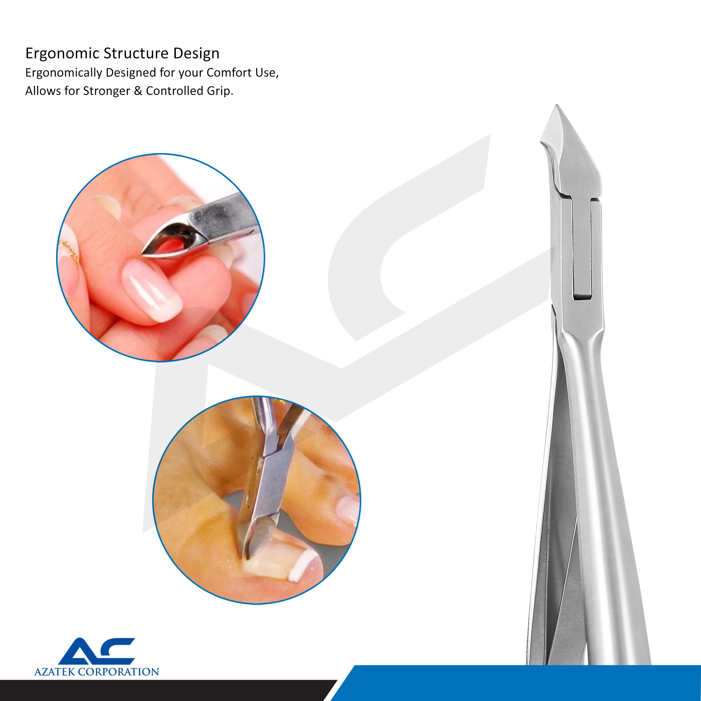 Cuticle Pliers 10.0cm Stainless Steel | Beveled 6mm Cutting Edge - Azatek Instruments
