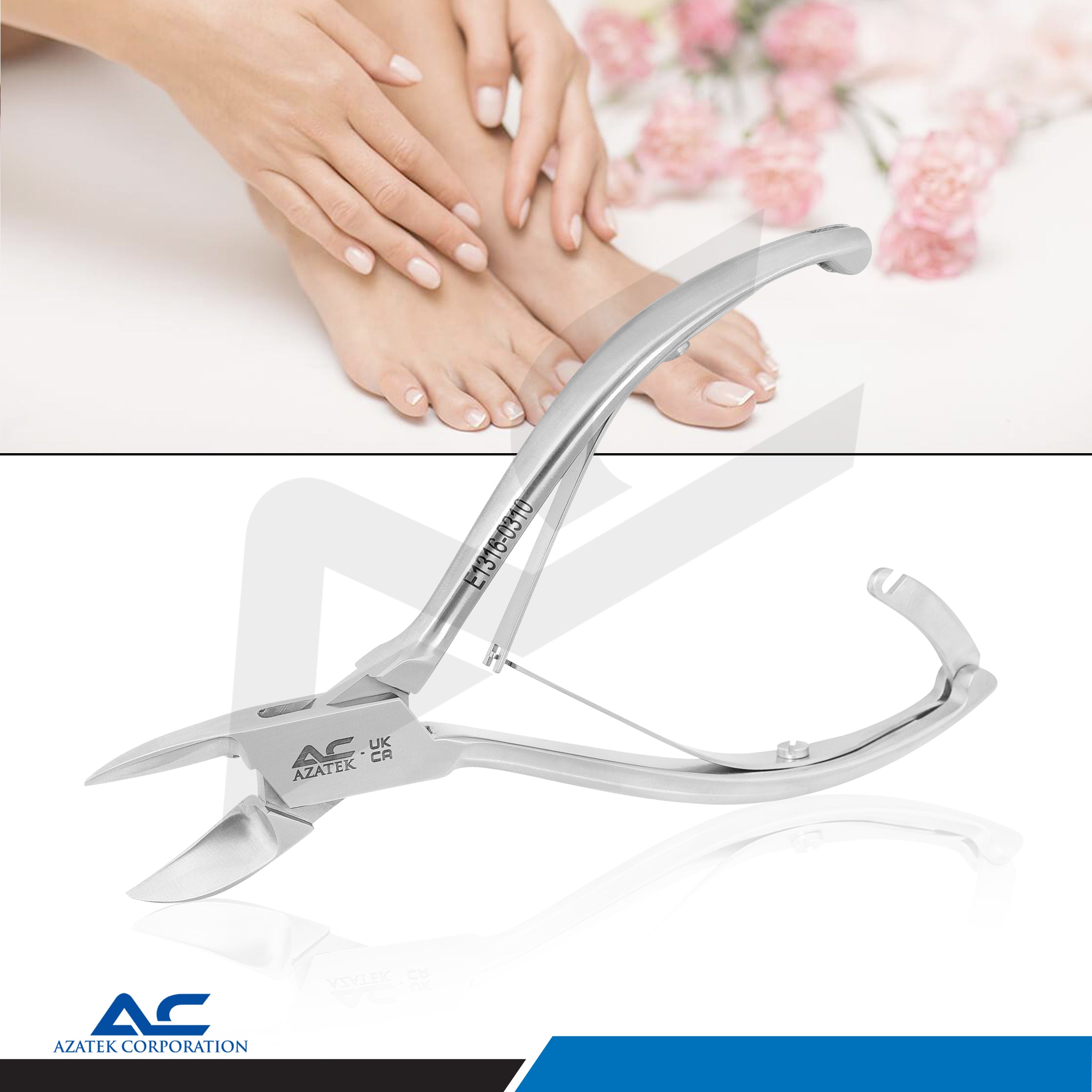 Nail Pliers 14cm Stainless Steel Arched Edge – Professional Nail Corner Pliers - Azatek Instruments