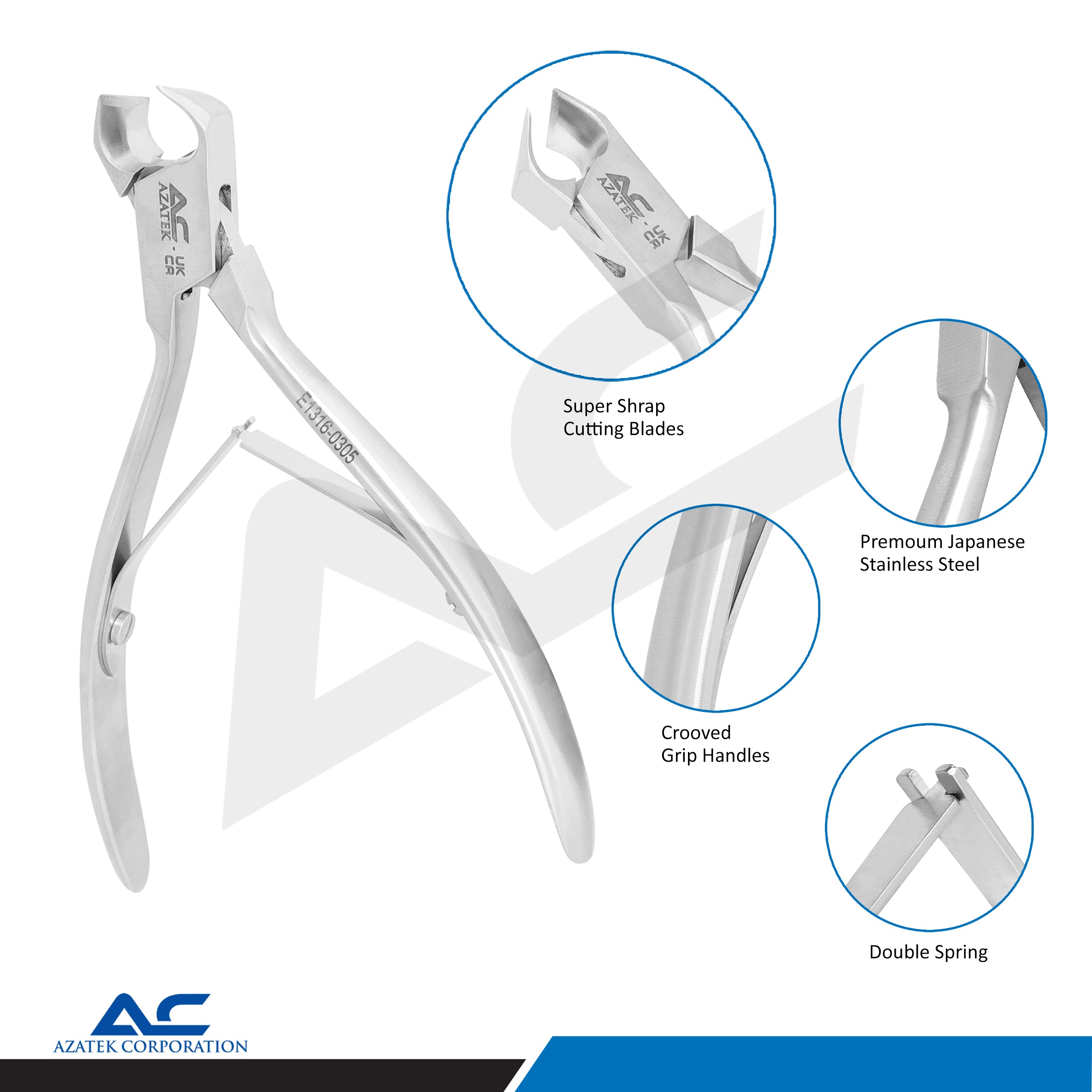 Head Cutter, 12.0cm Stainless Steel – Arched 1/2 Cutting Edge, 11mm - Azatek Instruments
