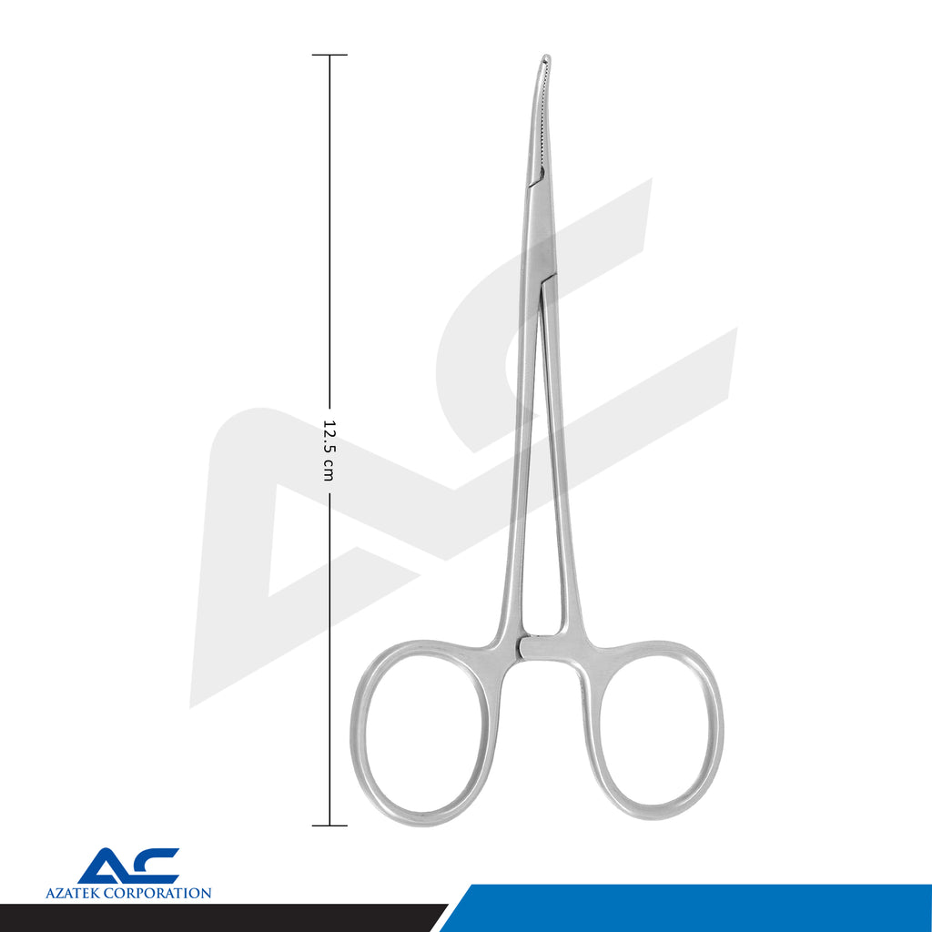 Micro Halsted Mosquito Clamp Curved 1x2 Teeth 12.5cm – Haemostatic Forceps - Azatek Instruments