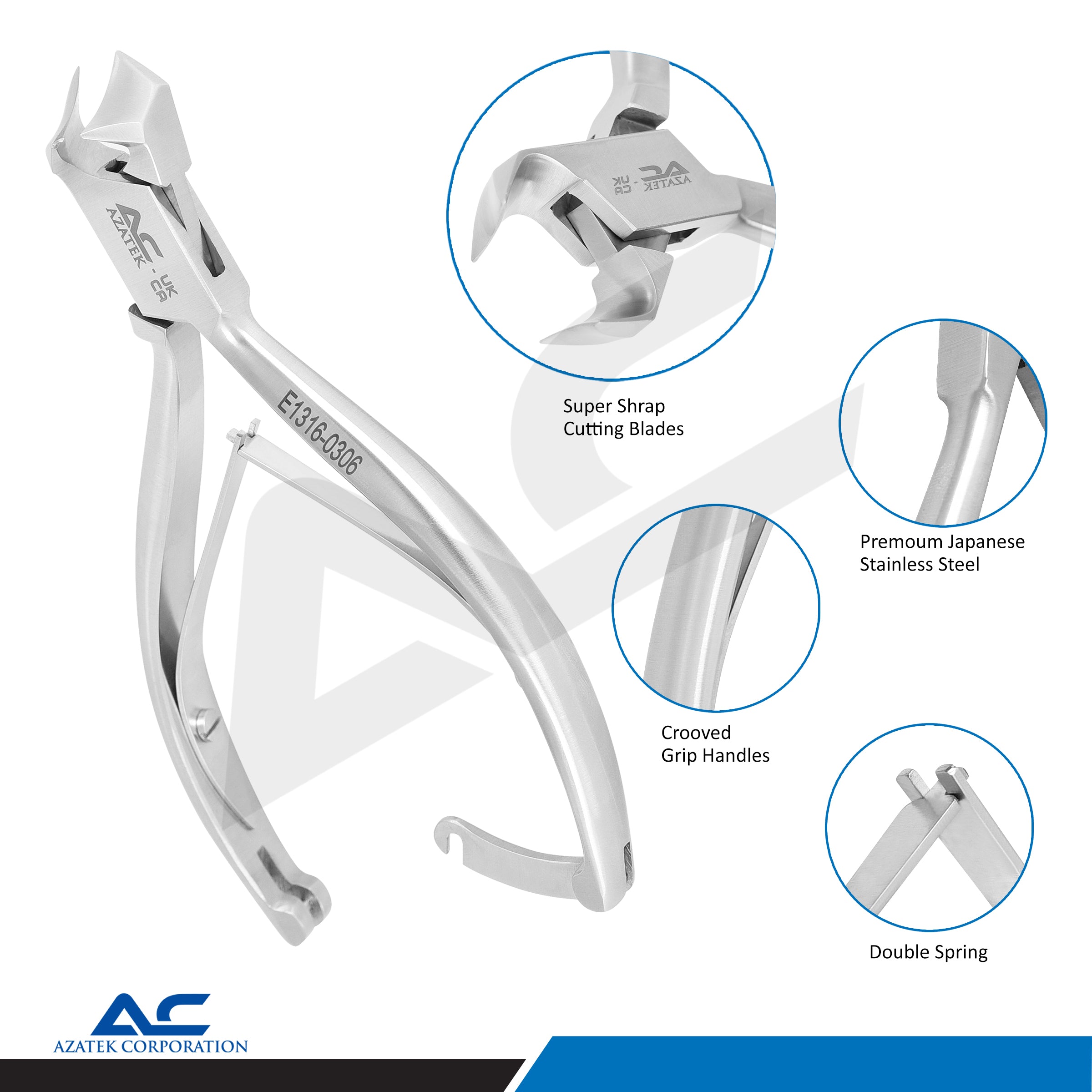 Head Cutter 14cm Stainless Steel 16mm Arched Cutting Edge - Azatek Instruments
