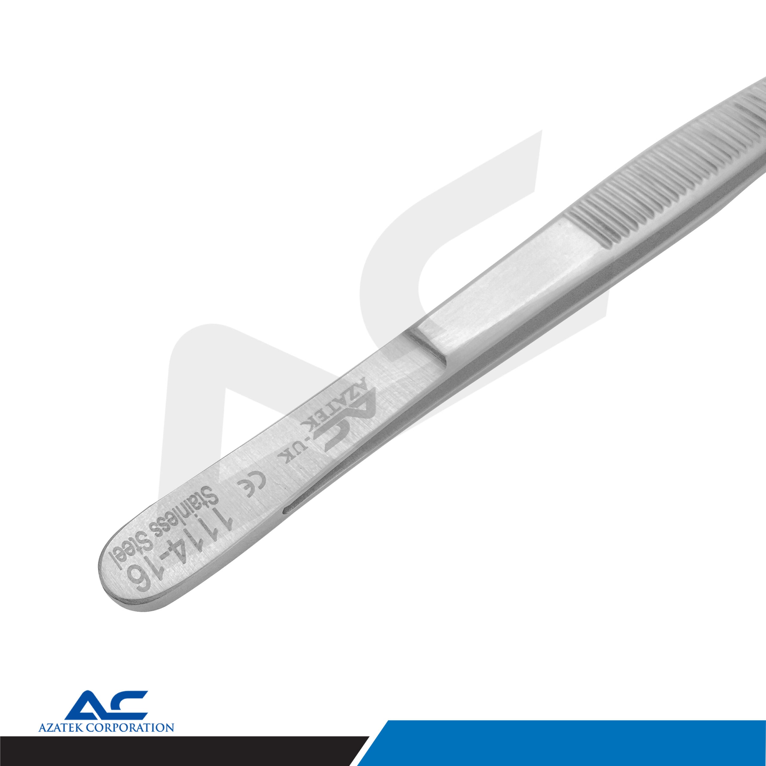College Tweezers, Dental Tweezers Knurling Pattern 15cm Stainless Steel - Azatek Instruments