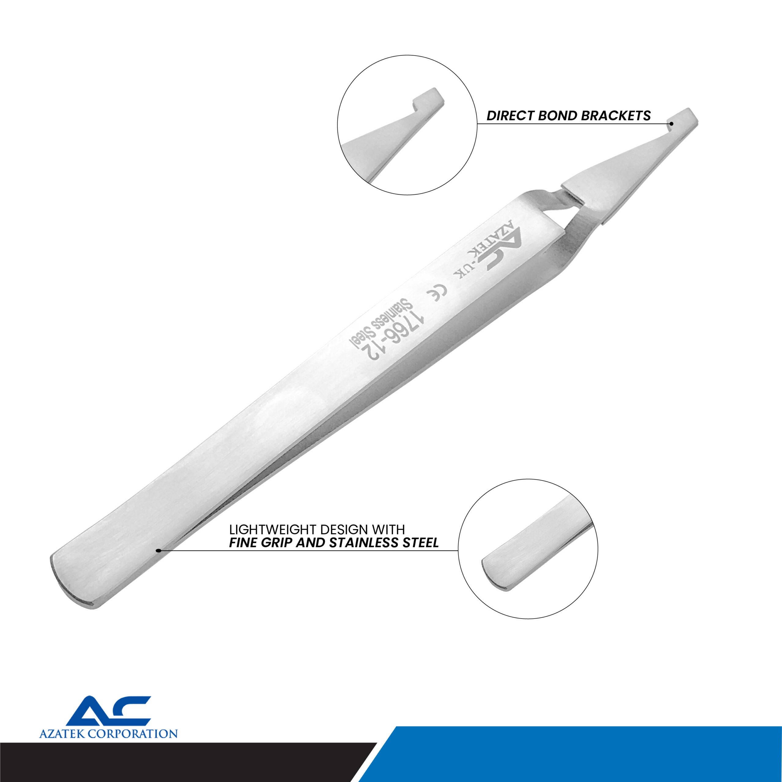 Direct Bond Bracket Tweezer 14cm – Professional Orthodontic Bracket Placement Tool - Azatek Instruments