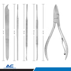 Toe Nail Clippers Cutter Set, Podiatry Pedicure Heavy Duty Professional Tools - Azatek Instruments