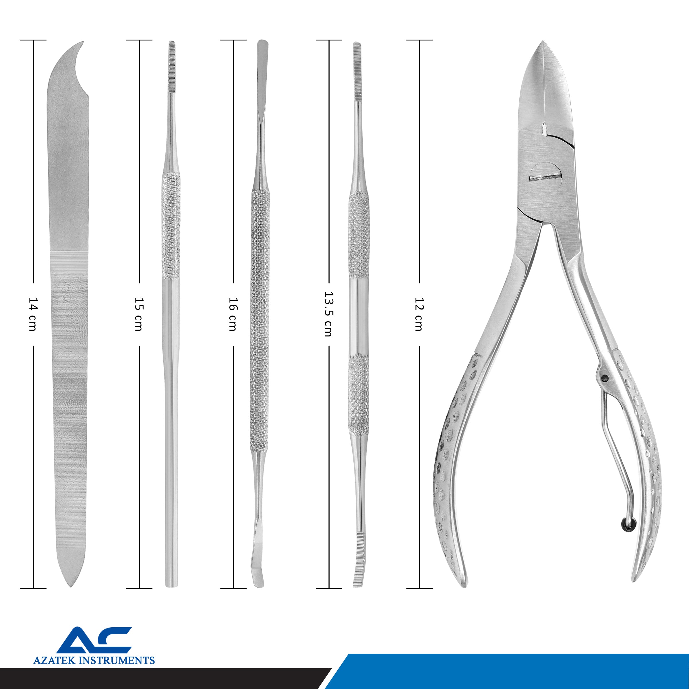 Toe Nail Clippers Cutter Set, Podiatry Pedicure Heavy Duty Professional Tools - Azatek Instruments
