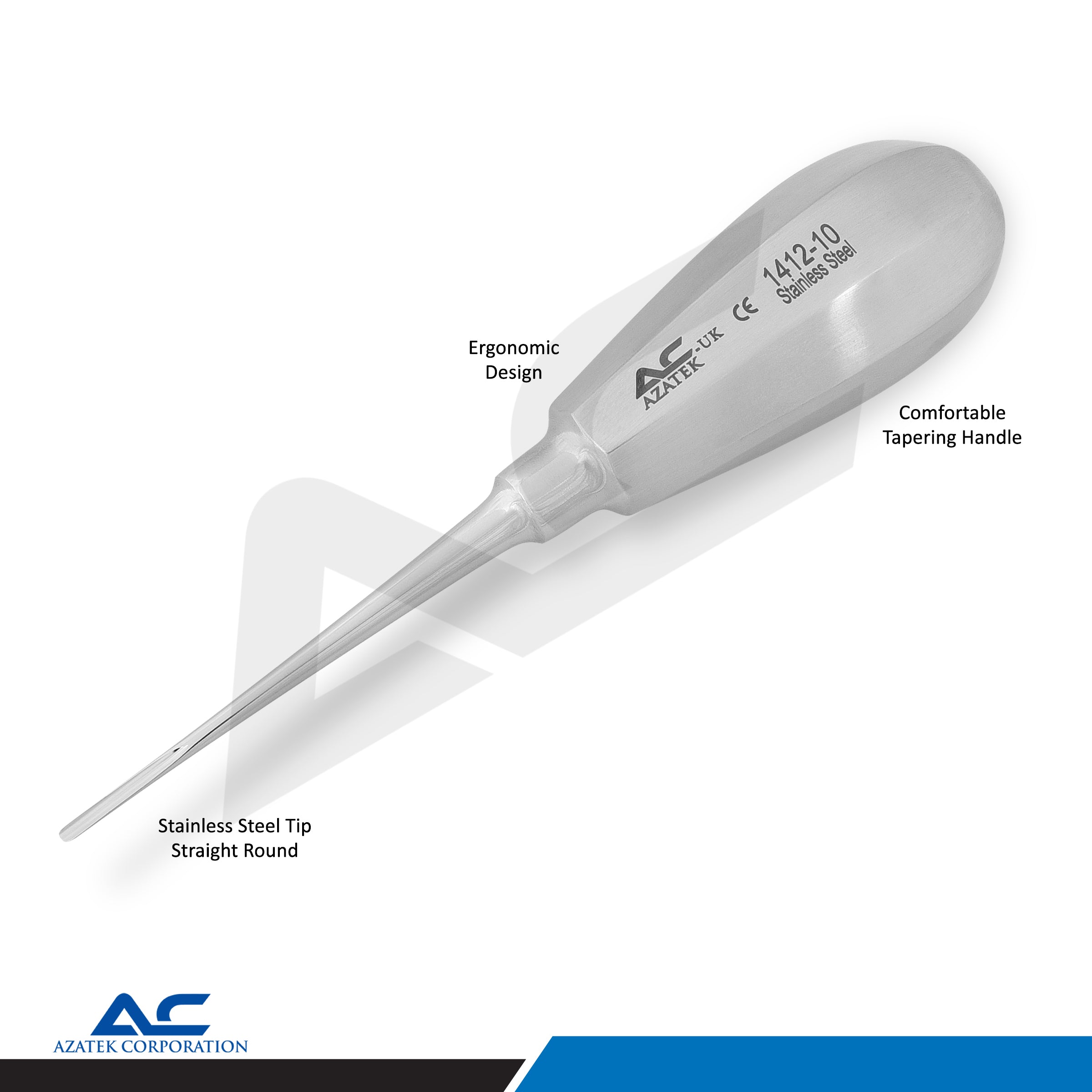 Root Elevator Bein Round, Dental Root Elevator, Straight 2.0mm – Precision Dental Instrument - Azatek Instruments