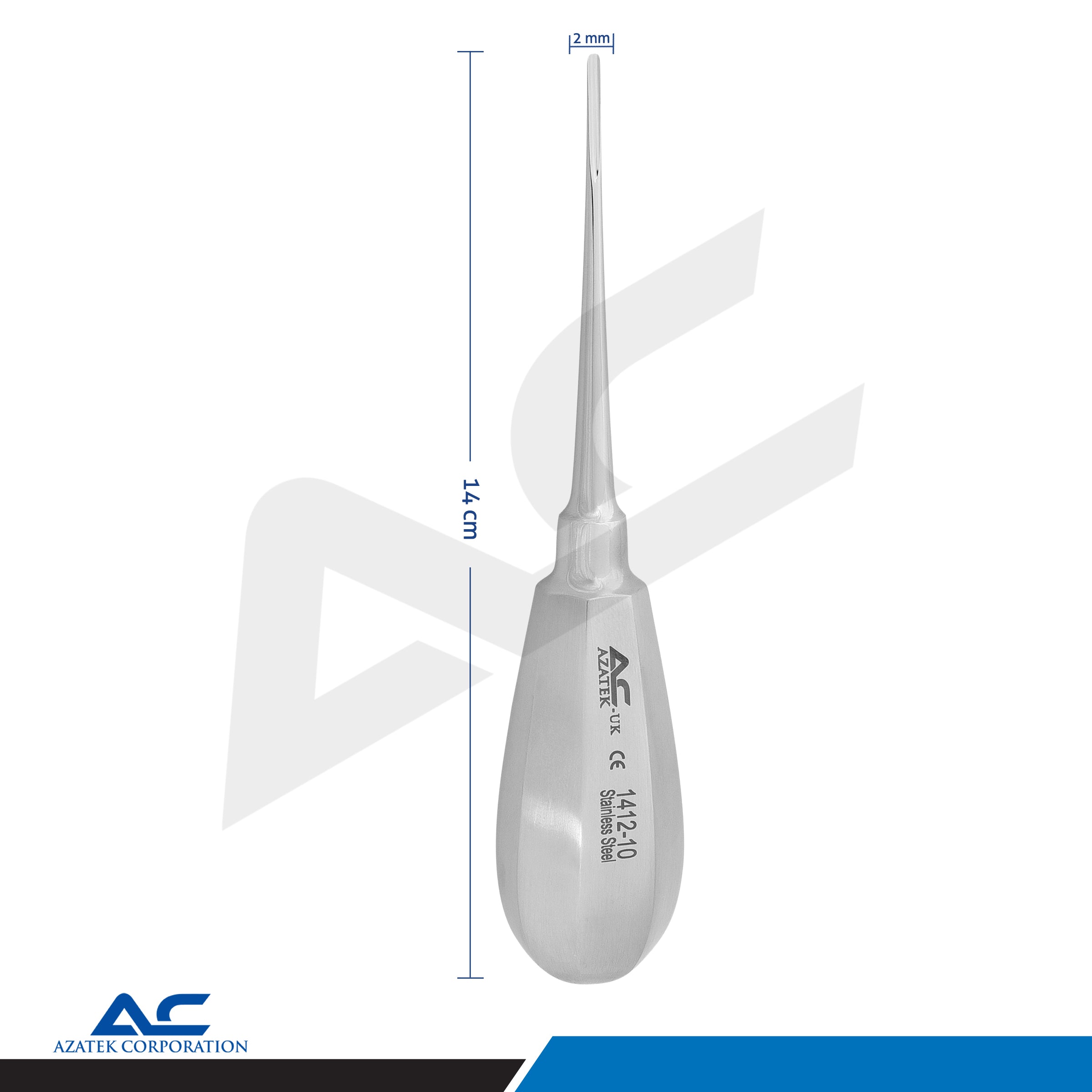 Root Elevator Bein Round, Dental Root Elevator, Straight 2.0mm – Precision Dental Instrument - Azatek Instruments