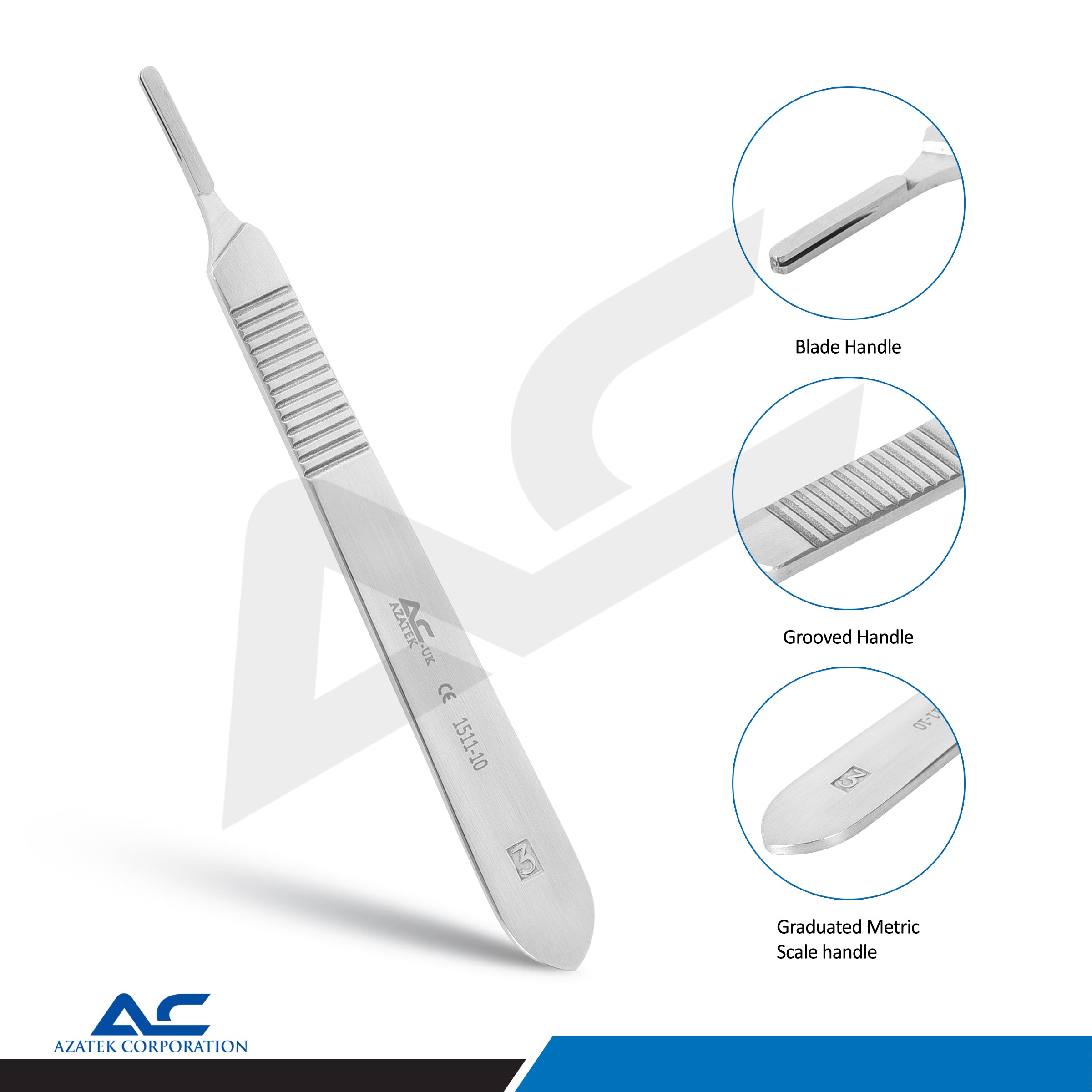 Scalpel Handle, Bard Parker Scalpel Handle, No. 3 | Azatek Instruments - Azatek Instruments