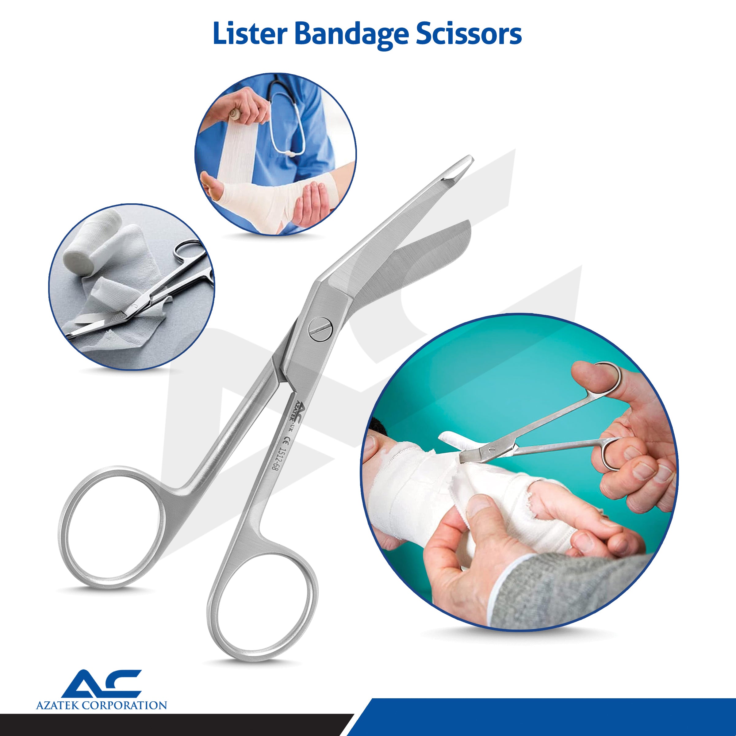 Lister Bandage Scissors – Stainless Steel Medical Dressing Scissors by Azatek - Azatek Instruments