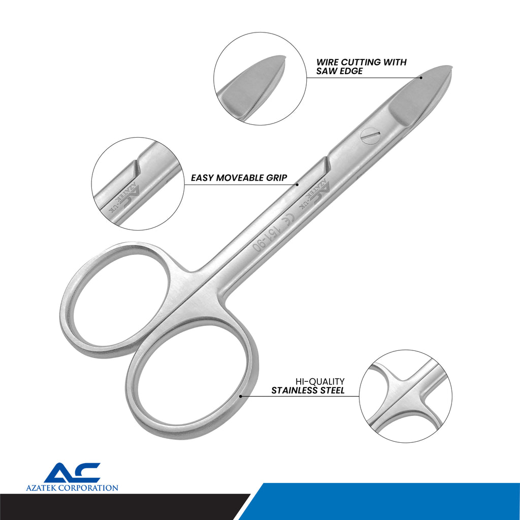 Beebee Curved Saw Edge Scissors 11cm – Precision Dental Surgical Scissors - Azatek Instruments