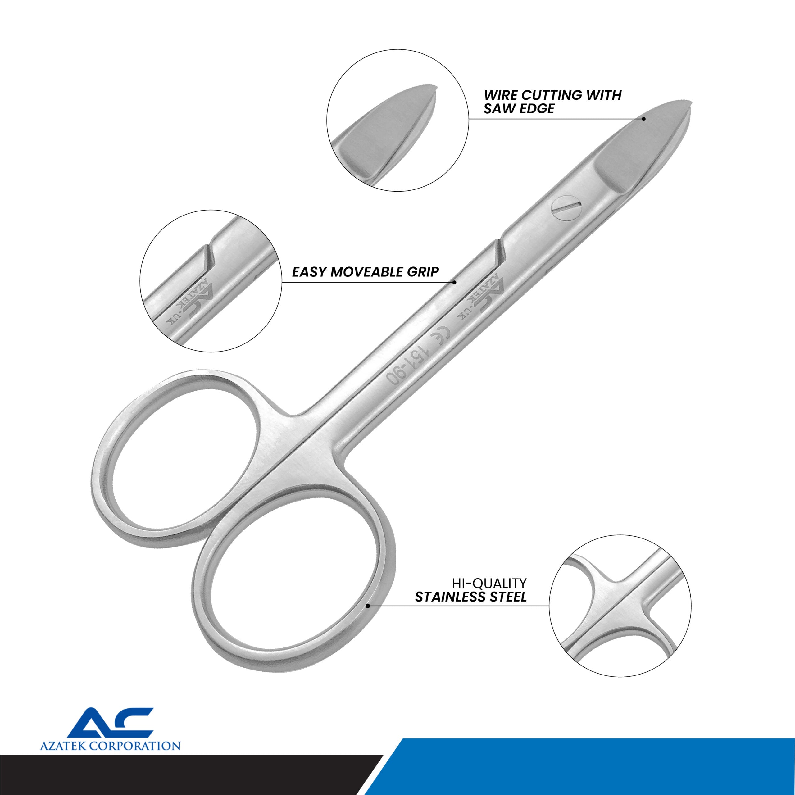 Beebee Curved Saw Edge Scissors 11cm – Precision Dental Surgical Scissors - Azatek Instruments