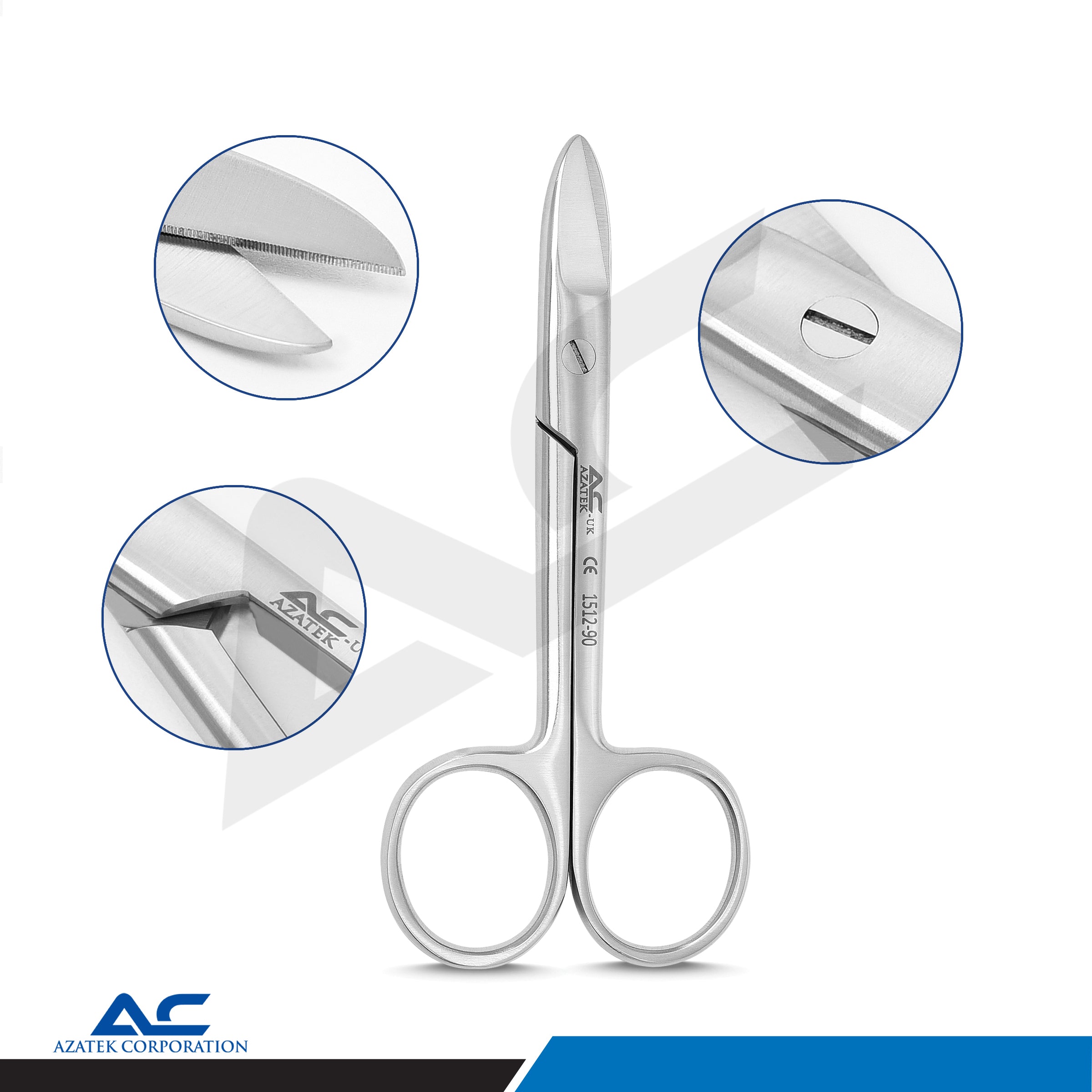 Beebee Crown Scissors 11cm – Dental Saw Edge Scissors - Azatek Instruments