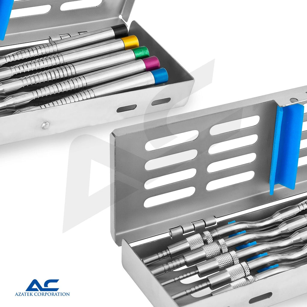 Five-piece dental sinus lift osteotome kit with graduated diameters
