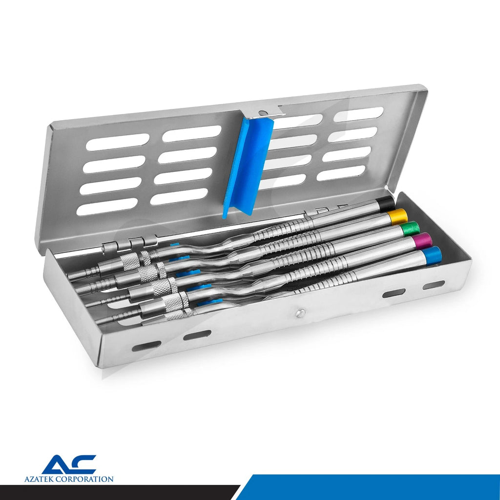 Five-piece dental sinus lift osteotome kit with graduated diameters