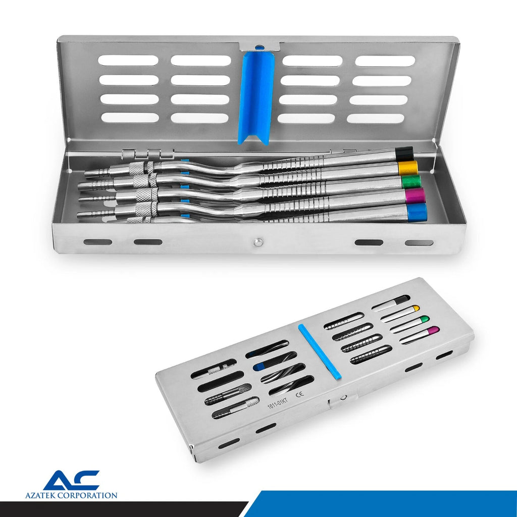 Internal sinus elevation dental instruments for implantology and bone preparation