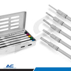 Five-piece dental sinus lift osteotome kit with graduated straight concave instruments