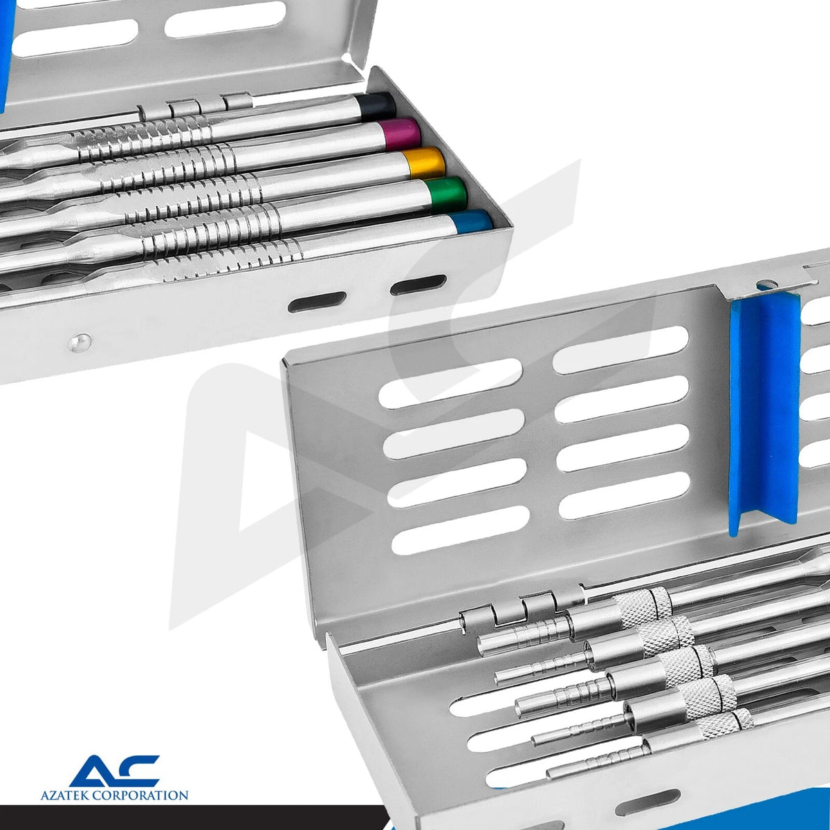 Internal sinus elevation dental instruments for implantology and bone preparation