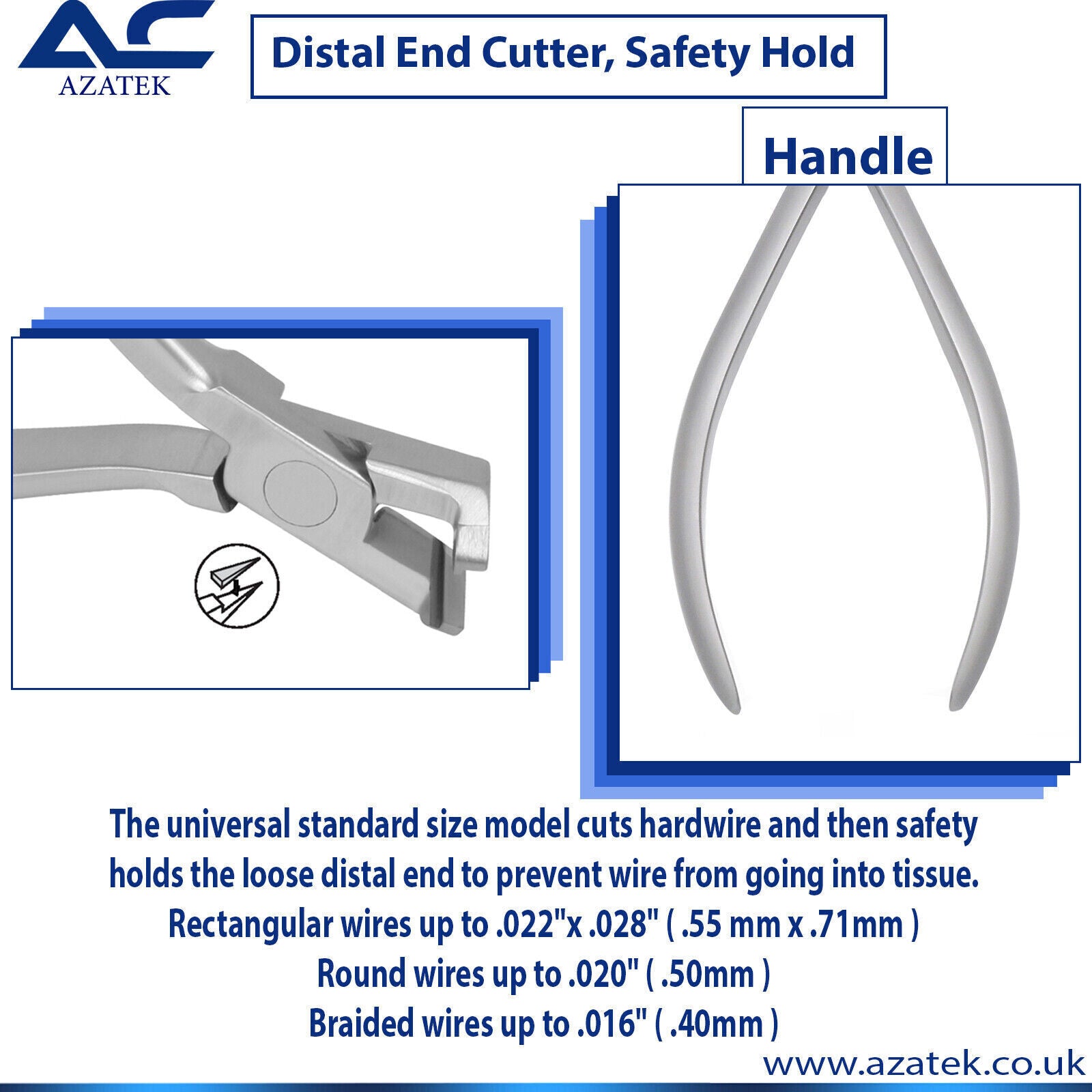 Distal End Cutter with Safety Hold – Stainless Steel Orthodontic Distal End Cutter - Azatek Instruments