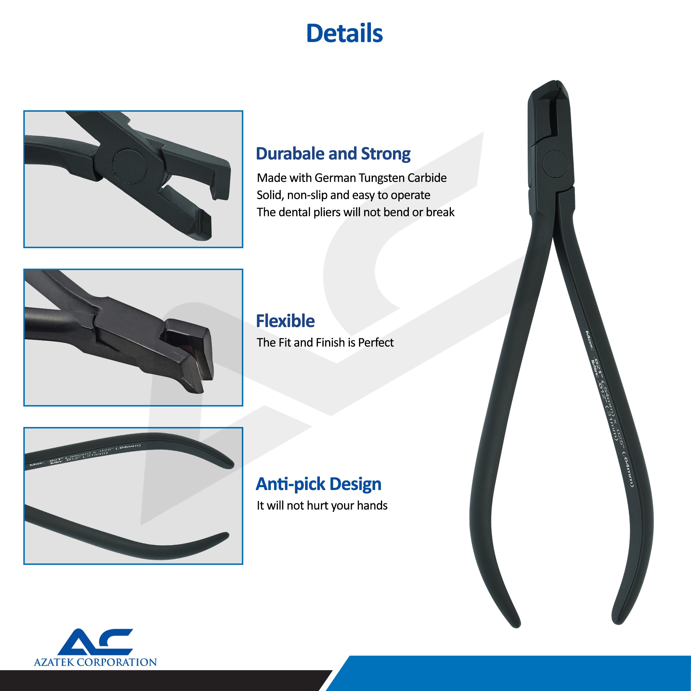 Orthodontic Distal End Cutter Mini Head with Safety Hold & Long Handle (Black)