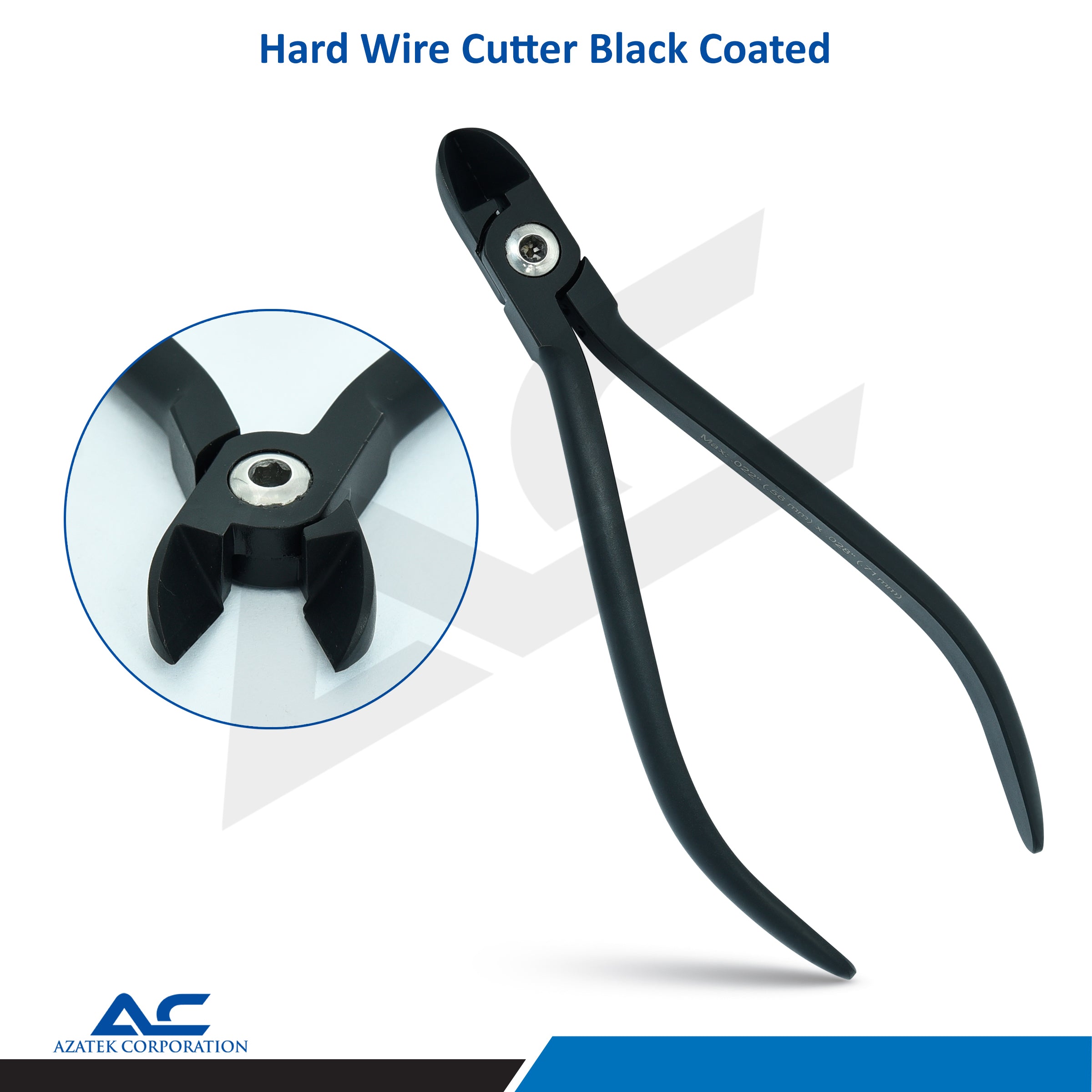 Hard Wire Cutter, Straight Hard Wire Cutter, Angled 15 ° (Black) - Azatek Instruments