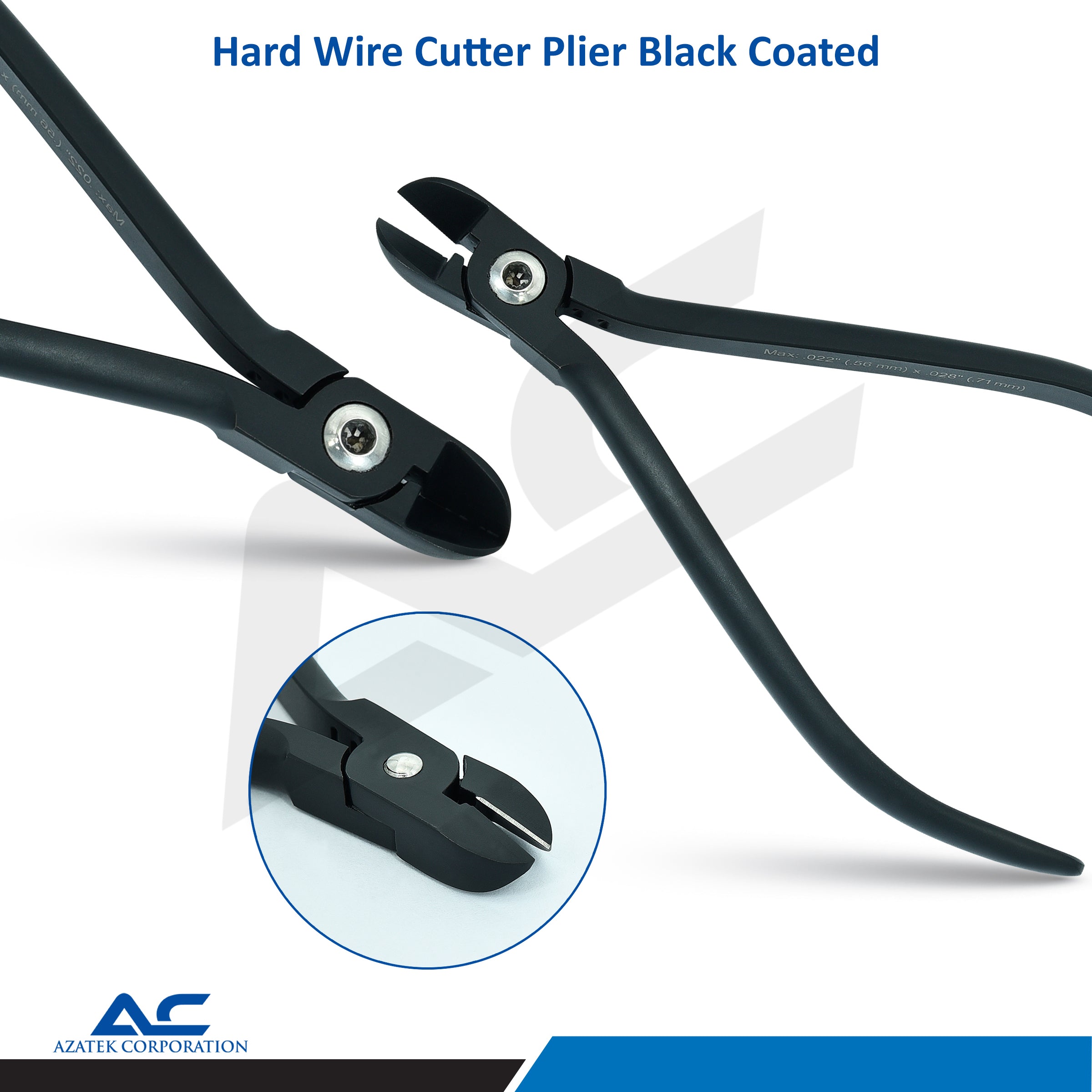 Hard Wire Cutter, Straight Hard Wire Cutter, Angled 15 ° (Black) - Azatek Instruments