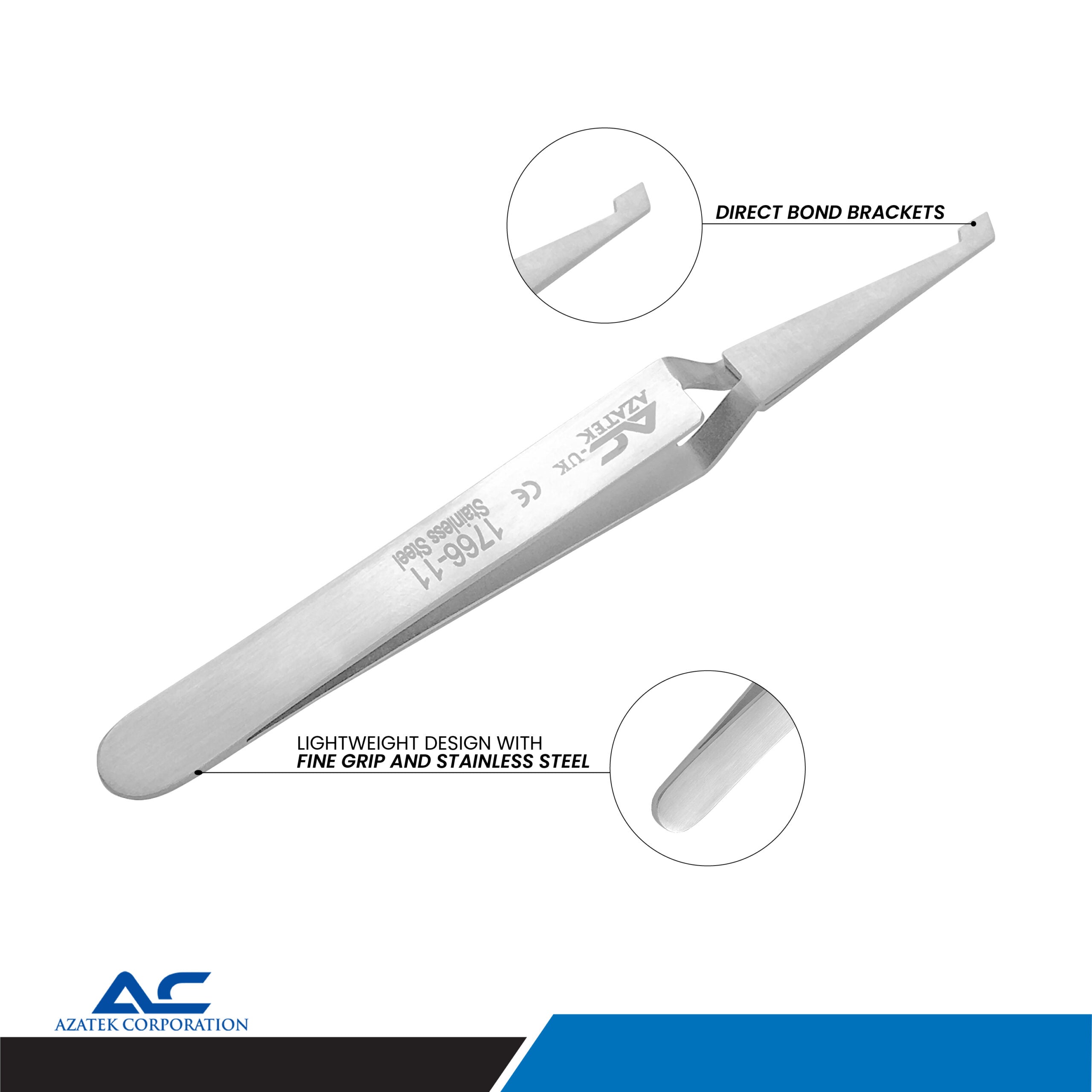 Direct Bond Bracket Tweezer 13.5cm – Orthodontic Bracket Placement Tweezer - Azatek Instruments