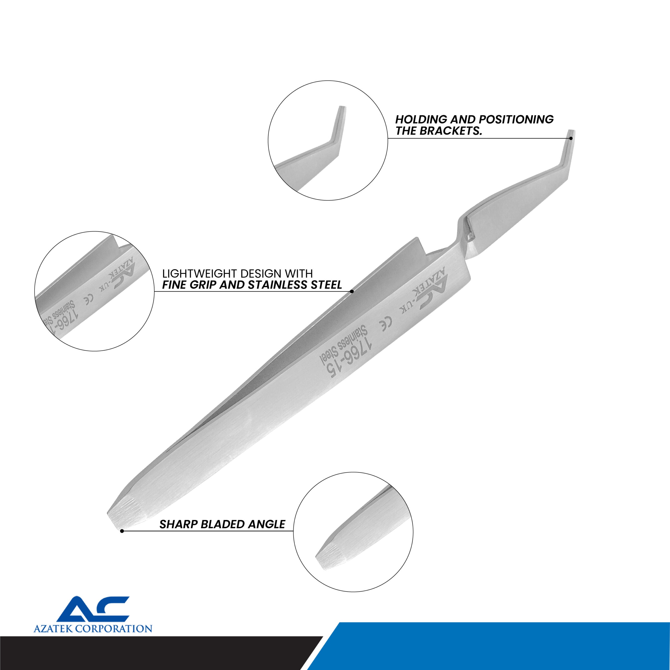 Direct Bond Bracket Tweezer with Slot Aligner 14cm – Professional Orthodontic Bracket Placement Tool - Azatek Instruments