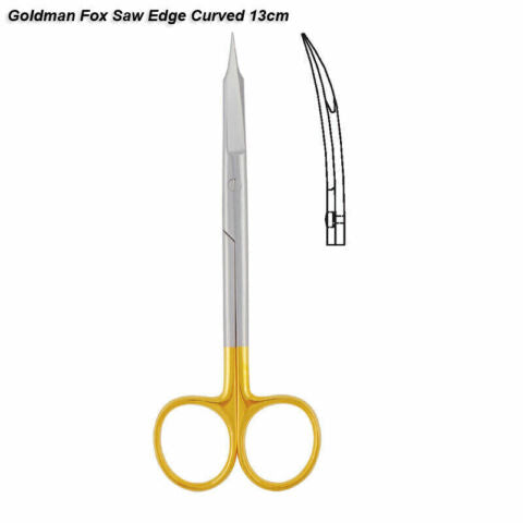 Goldman Fox Scissor Saw Edge Curved T.C. 13cm – Tungsten Carbide Surgical Scissors - Azatek Instruments